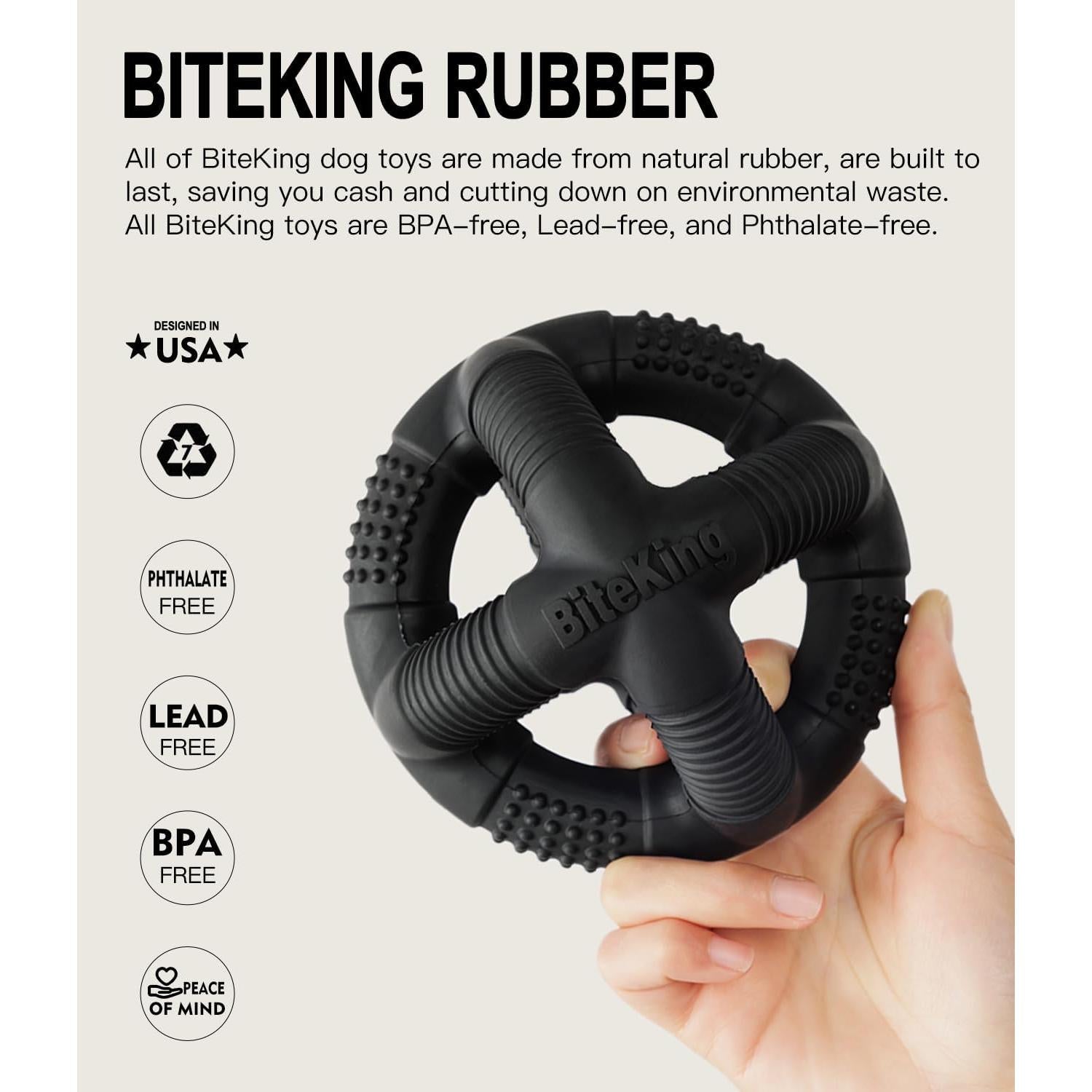 Pelota de Caucho Natural BiteKing para Perros Grandes - Indestructible