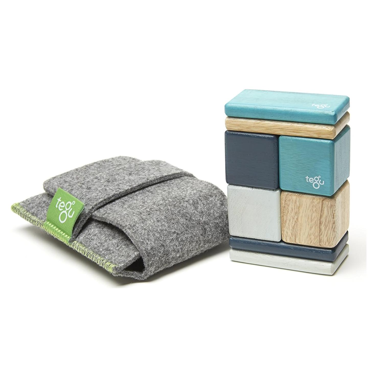 Juego de Bloques Magnéticos Tegu de Madera 8 Piezas Azul