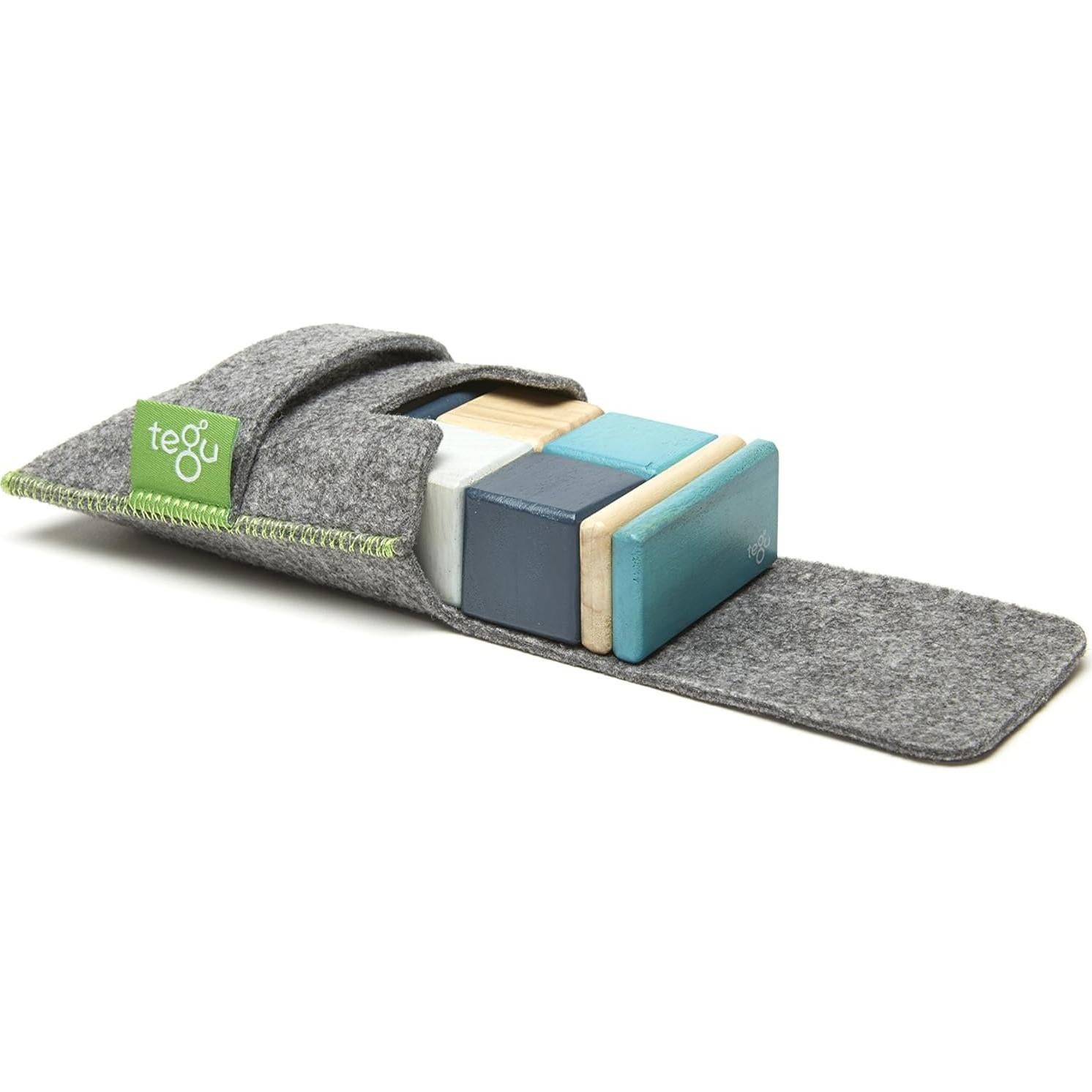 Juego de Bloques Magnéticos Tegu de Madera 8 Piezas Azul