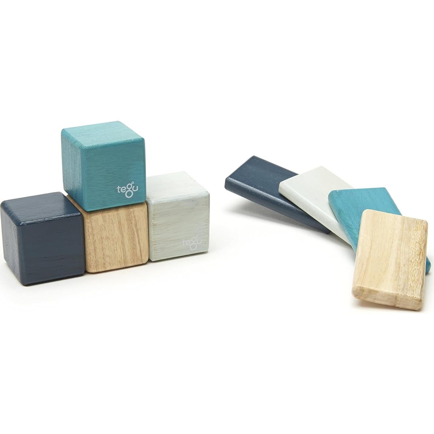 Juego de Bloques Magnéticos Tegu de Madera 8 Piezas Azul