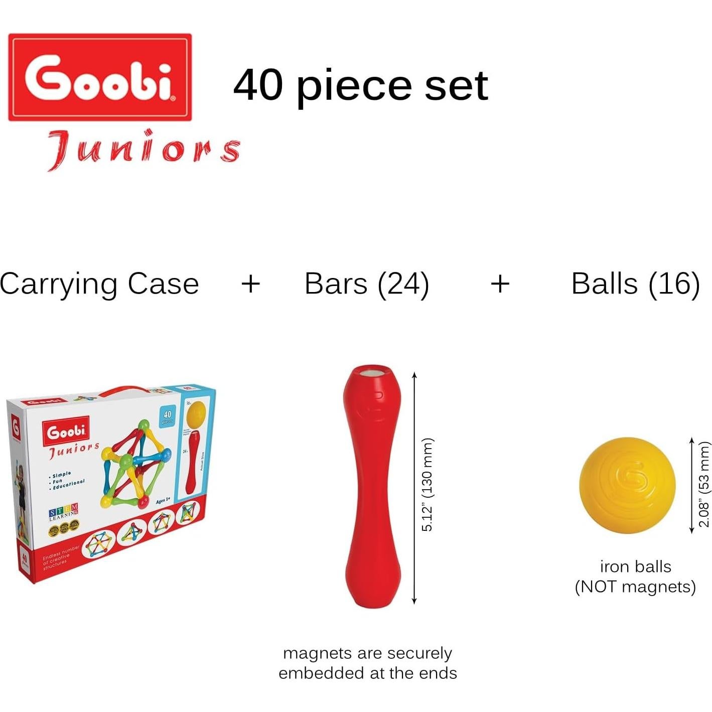 Set de Construcción Goobi 40 Piezas Bloques Magnéticos 3D