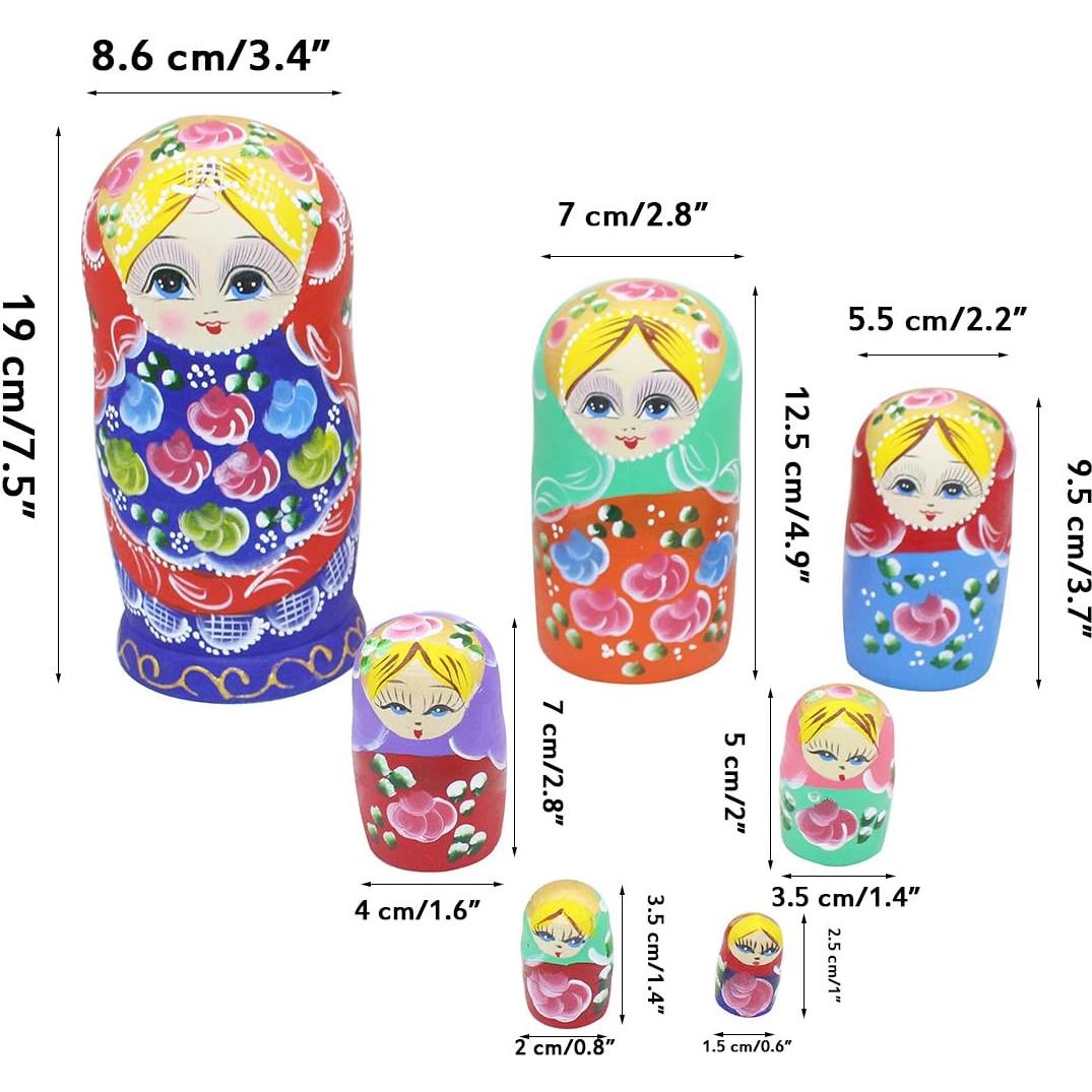 Conjunto de 7 Muñecas Matryoshka de Madera Winterworm