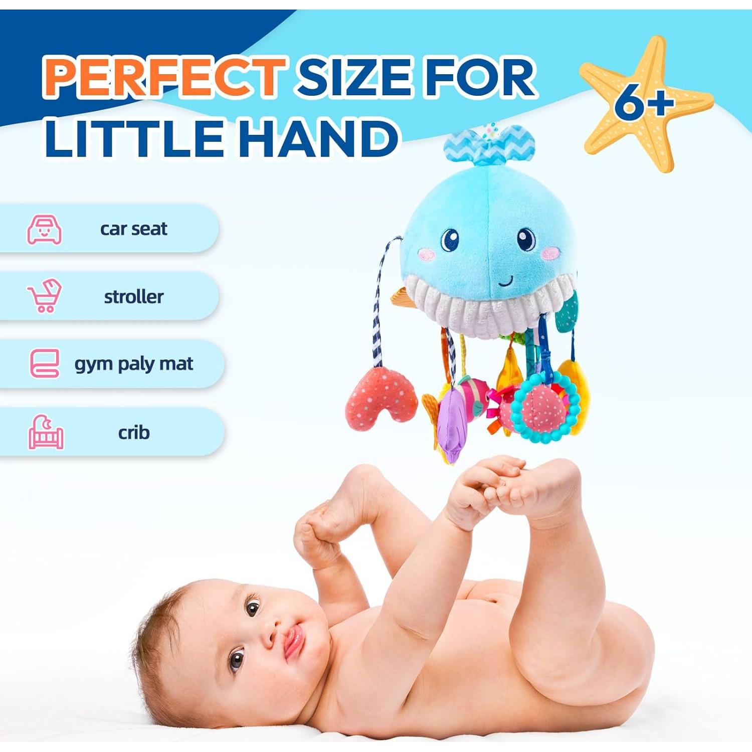 Juguete Colgante Sensorial de Peluche Jollybaby Ballena 12.7x14x21.6cm