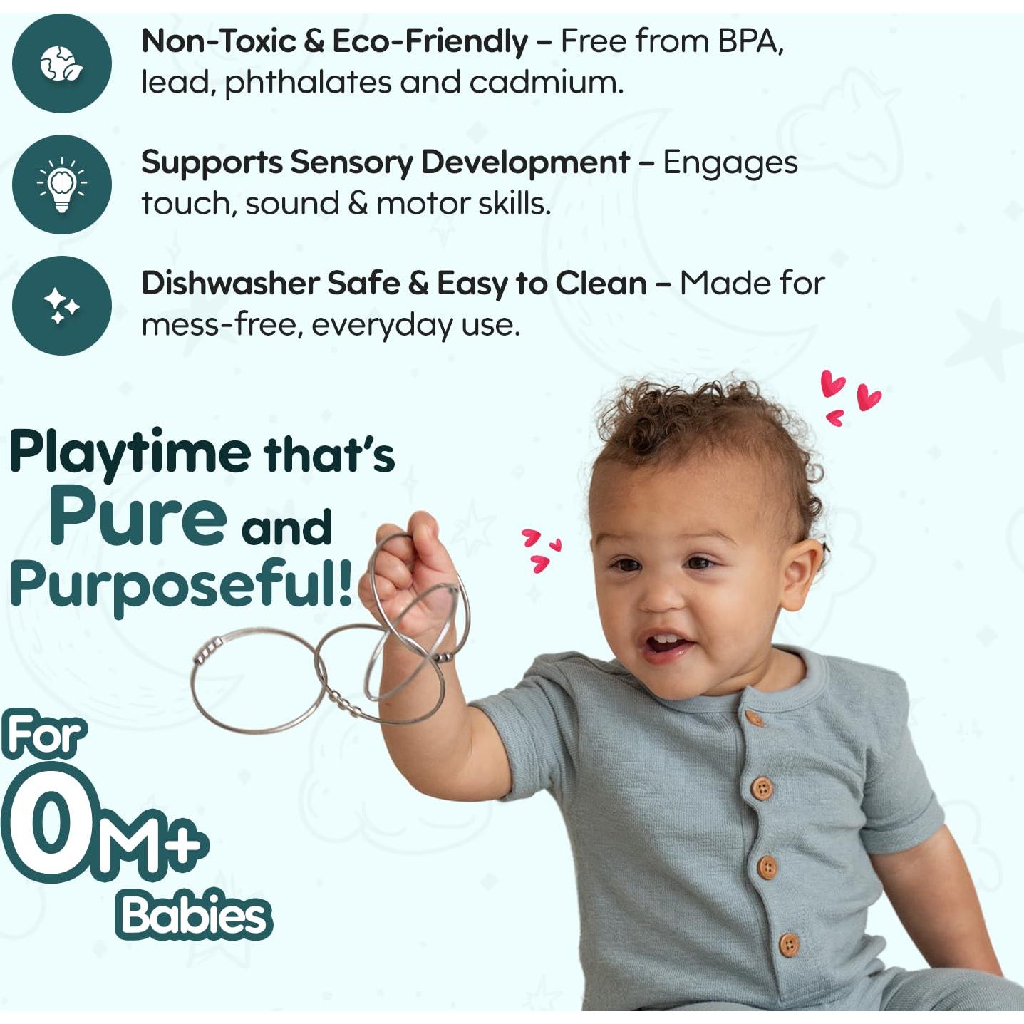 Jangles - Sonajero y Mordedor de Acero Inoxidable 100% - Hecho en EE. UU.