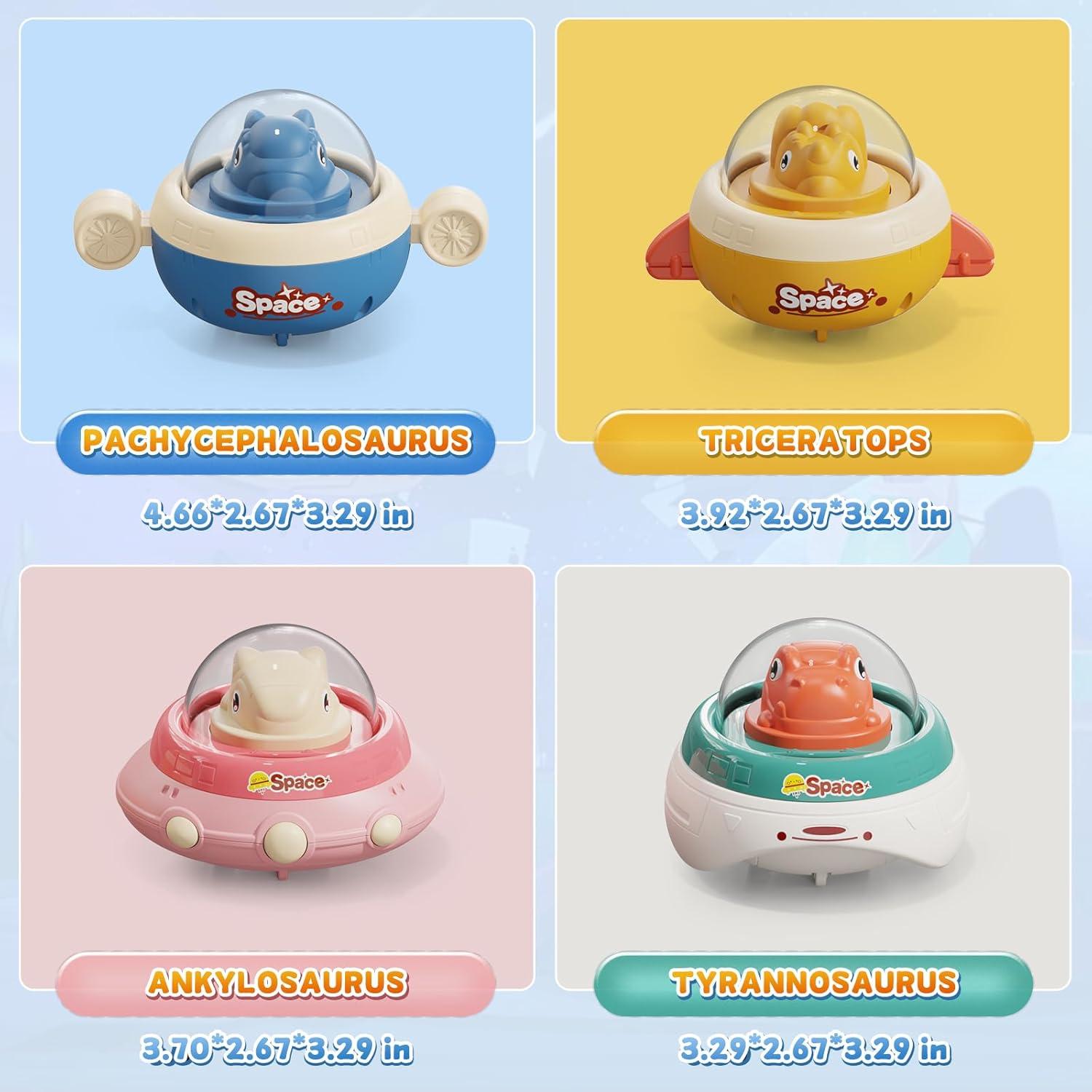 Coches de Juguete Dinosaurio Numberfun - Paquete de 4 para Bebés