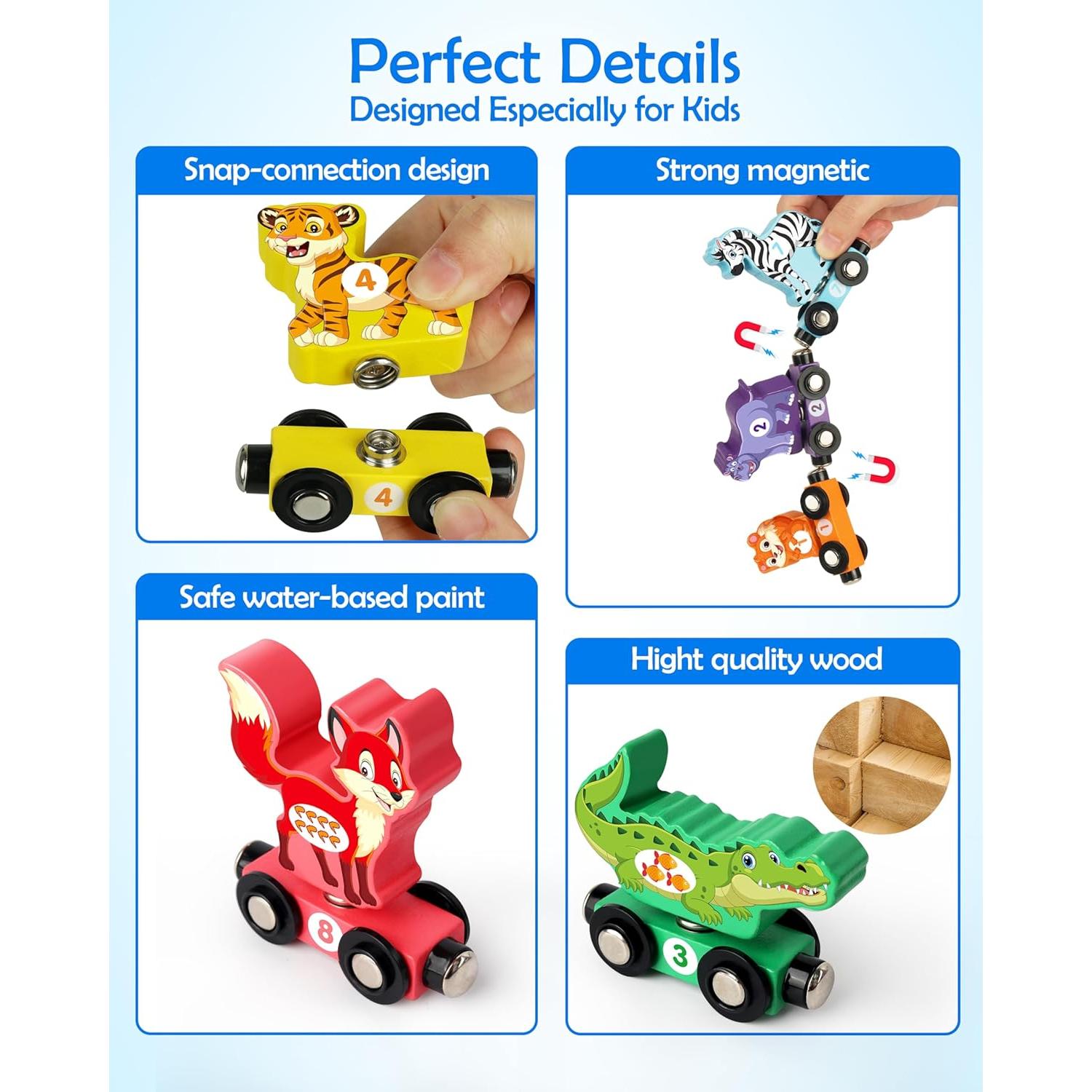 Juego de tren de madera Vanmor para niños 3-5 años