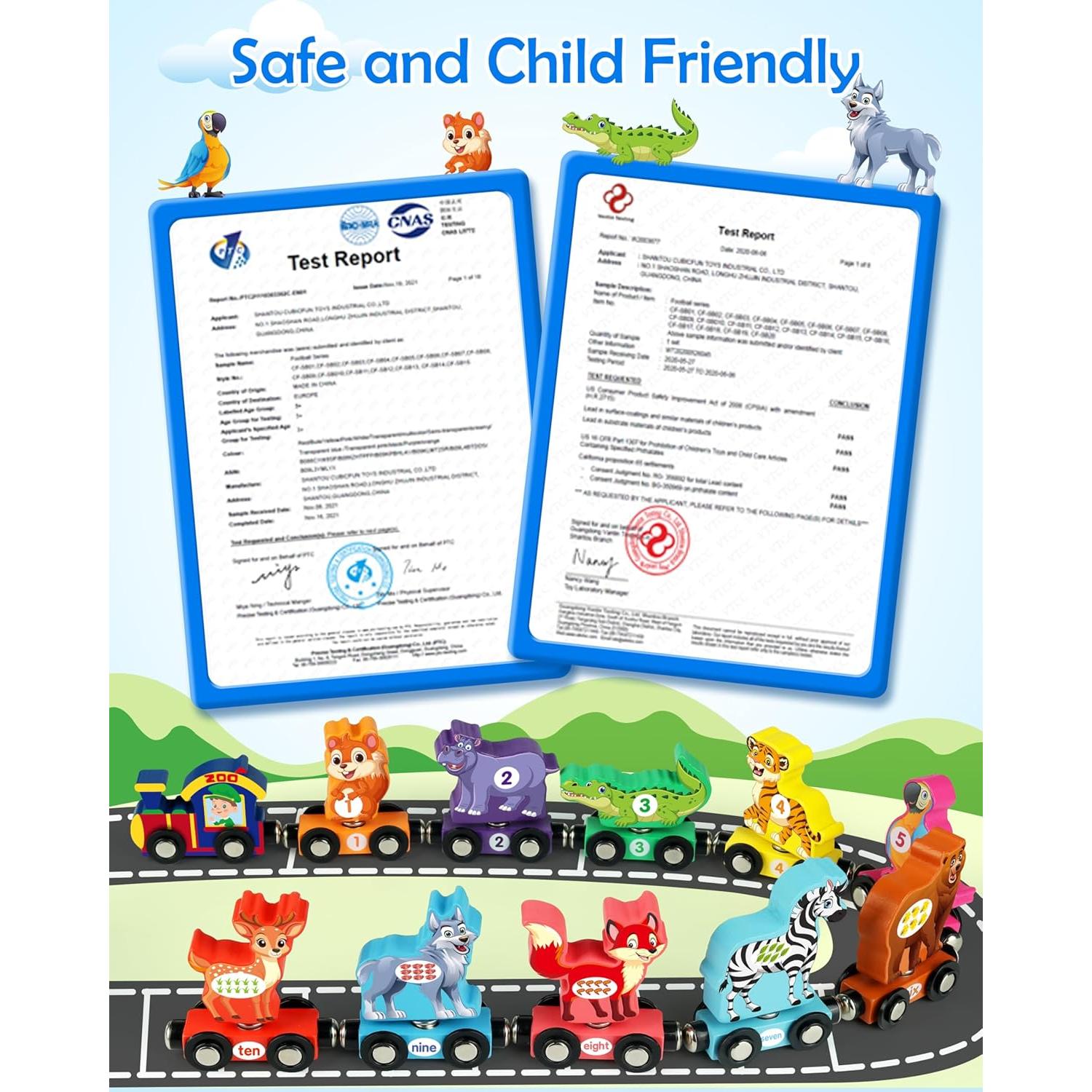 Juego de tren de madera Vanmor para niños 3-5 años