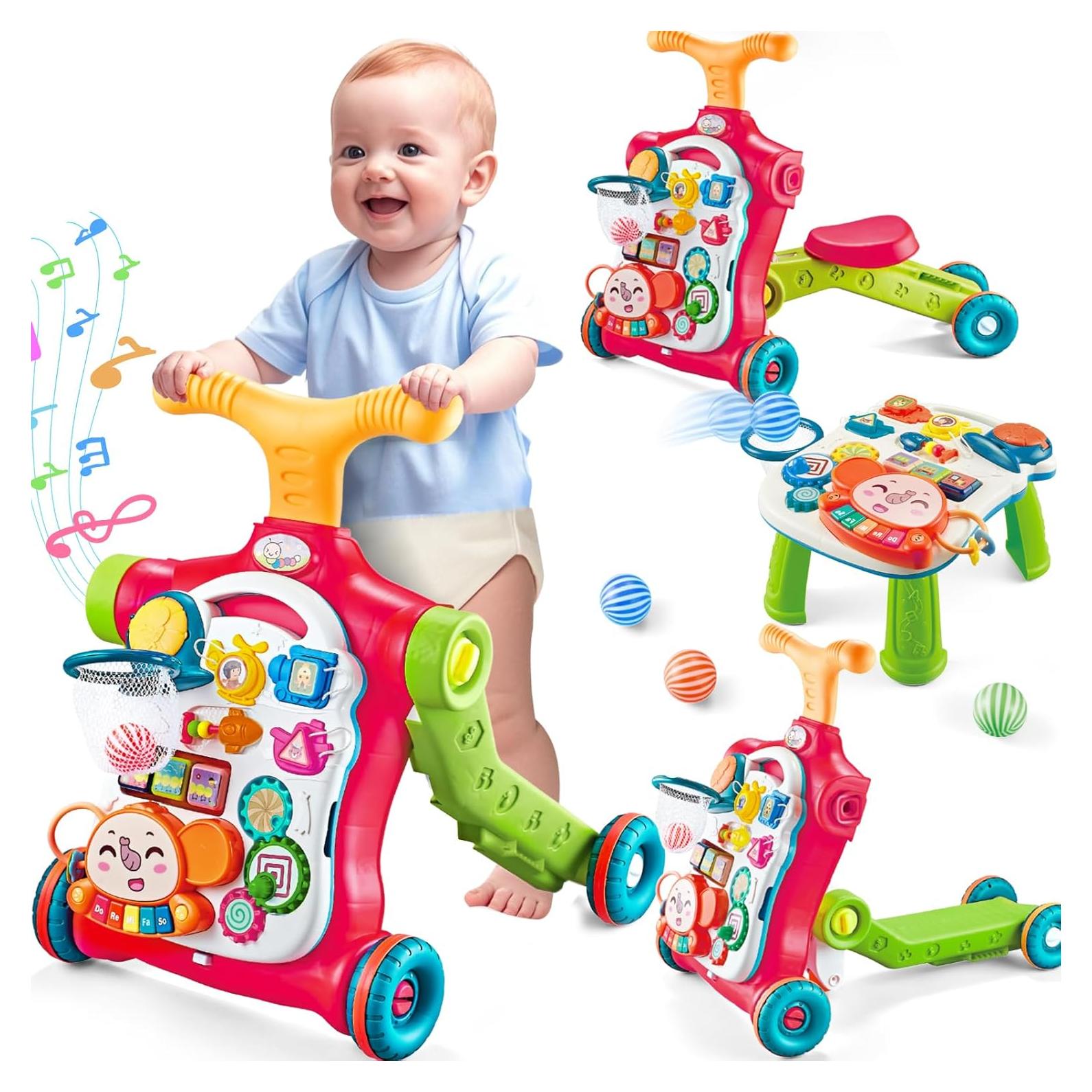 Andador Empujador 5 en 1 SHANTOU Naranja y Rojo para Bebés