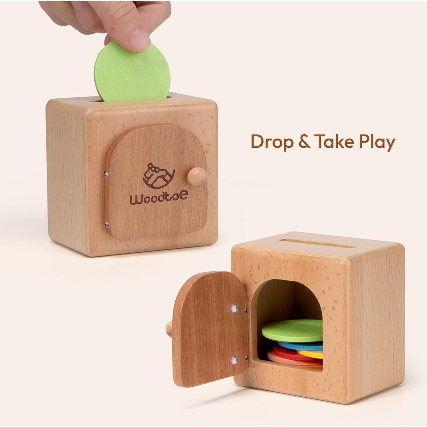 Caja de Monedas Montessori Woodtoe para Bebés 18 Meses