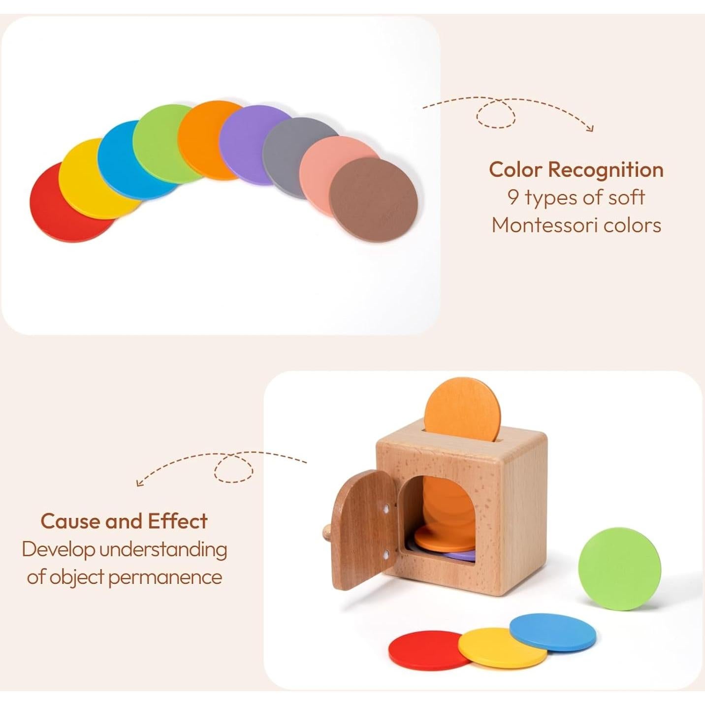 Caja de Monedas Montessori Woodtoe para Bebés 18 Meses