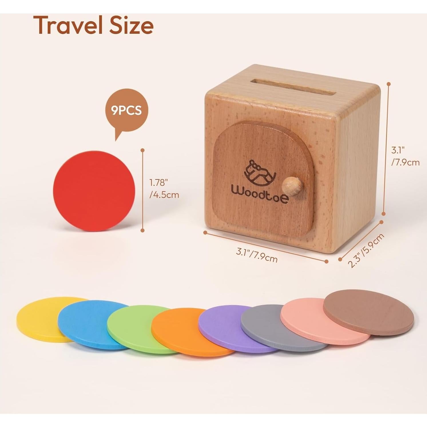 Caja de Monedas Montessori Woodtoe para Bebés 18 Meses