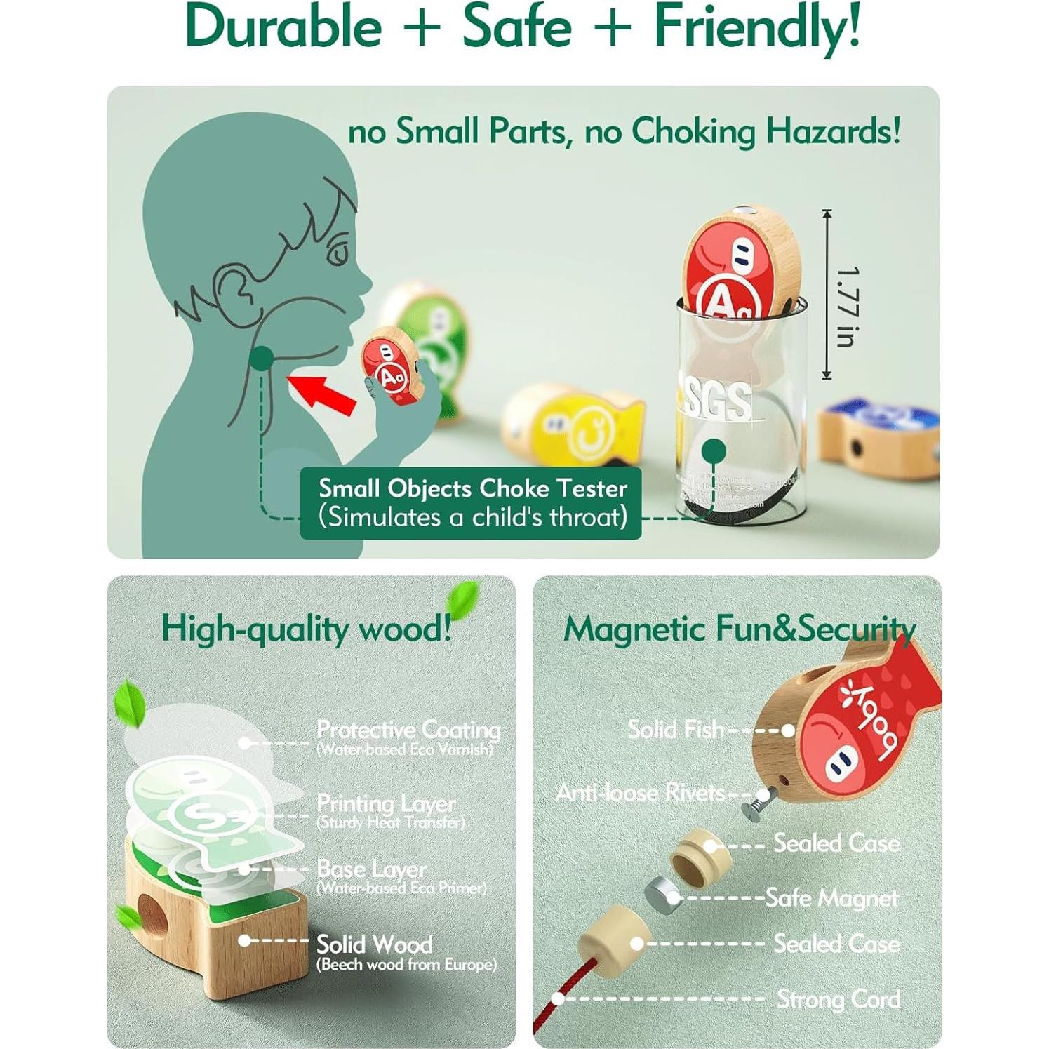 Juego de Pesca Magnético Boby para Niños 1-5 Años - Madera