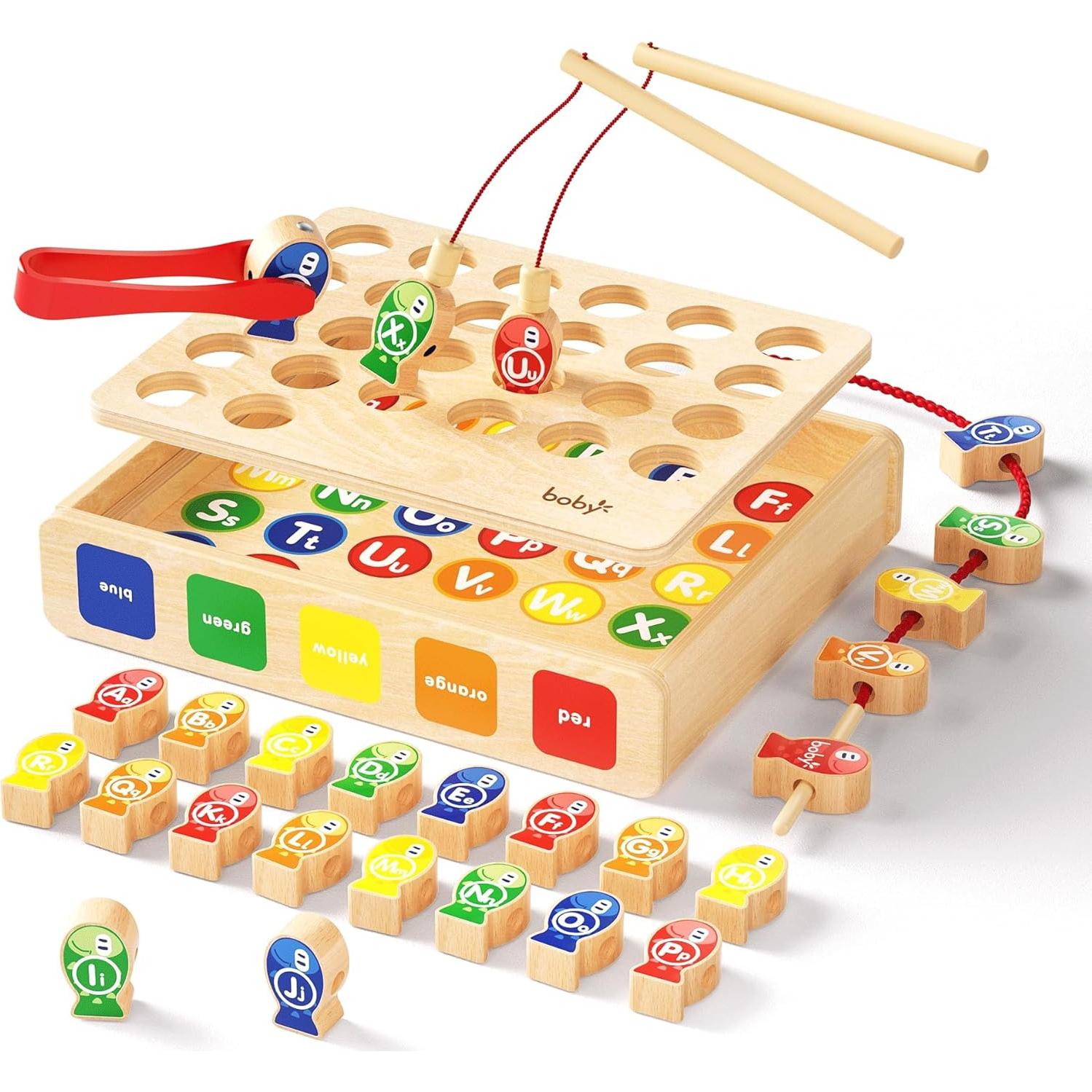 Juego de Pesca Magnético Boby para Niños 1-5 Años - Madera