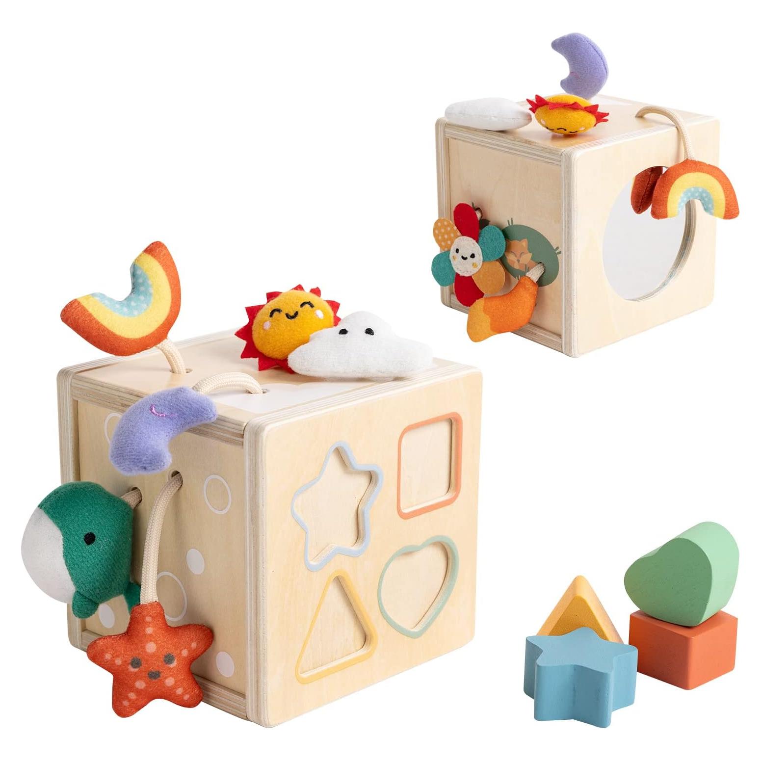 Cubo de Actividad de Madera Twefex para Bebés 6-12 Meses