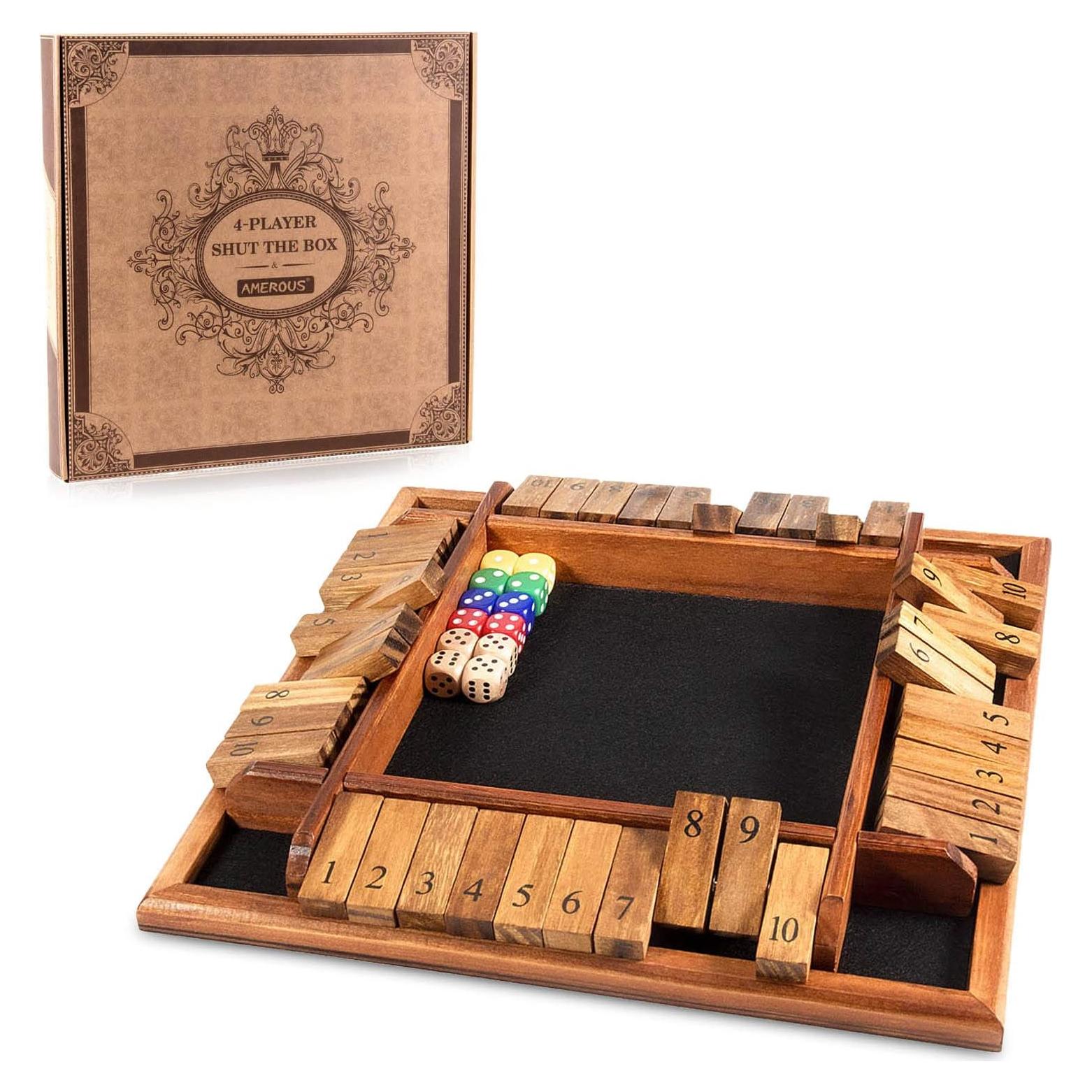 Juego de Mesa Shut The Box AMEROUS 30.48 cm para 1-4 Jugadores