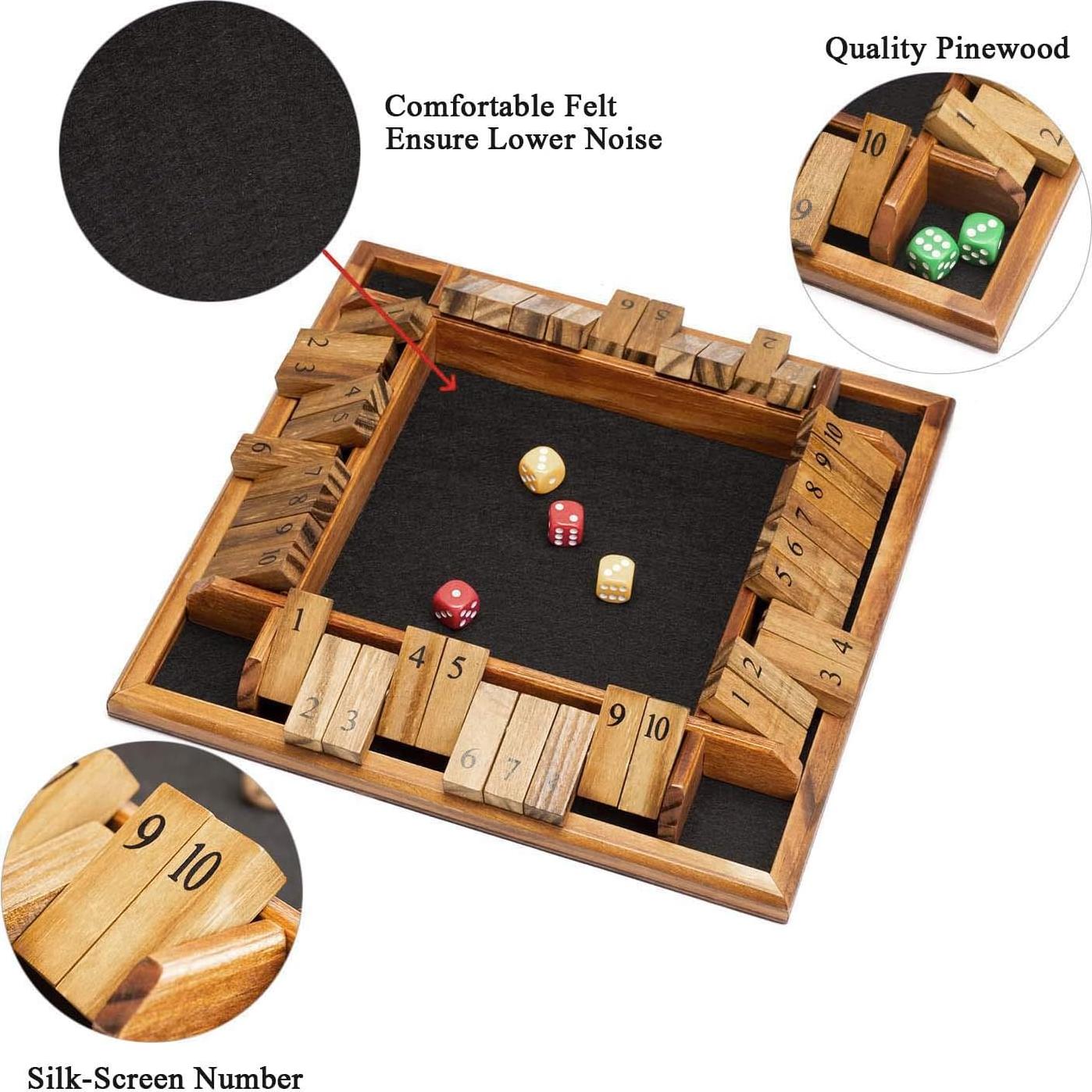 Juego de Mesa Shut The Box AMEROUS 30.48 cm para 1-4 Jugadores