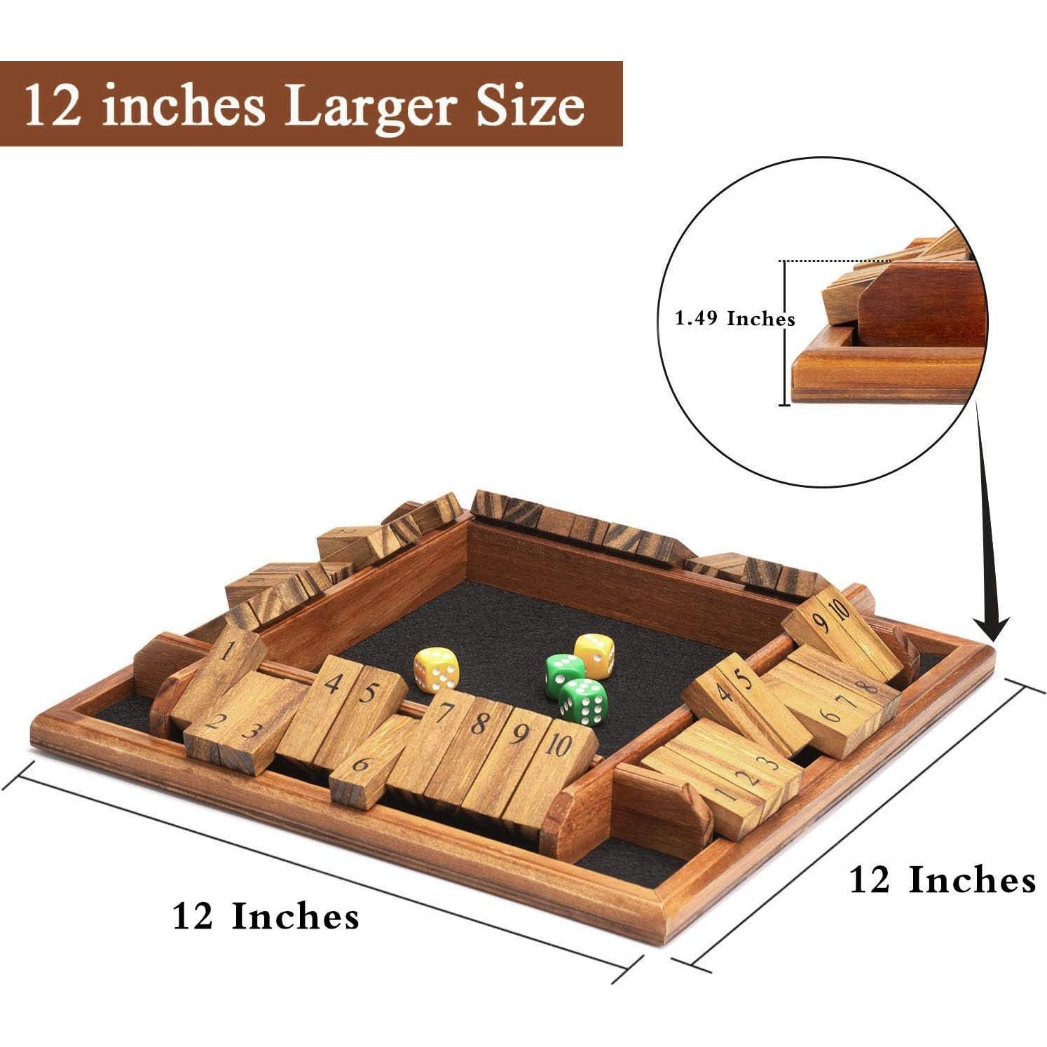 Juego de Mesa Shut The Box AMEROUS 30.48 cm para 1-4 Jugadores