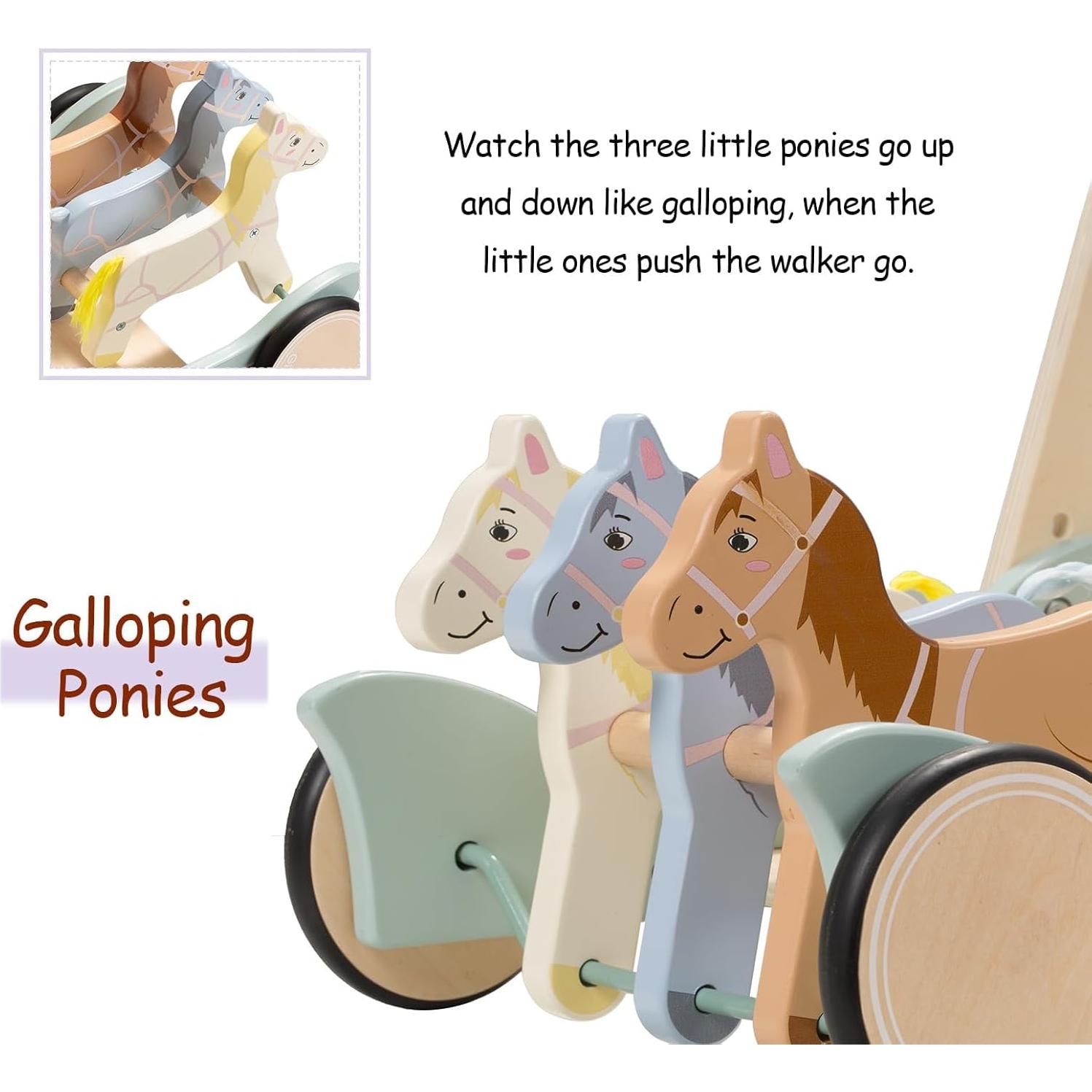 Andador de Madera Goli Toys Ponis Galopantes Ajustable 2.11kg