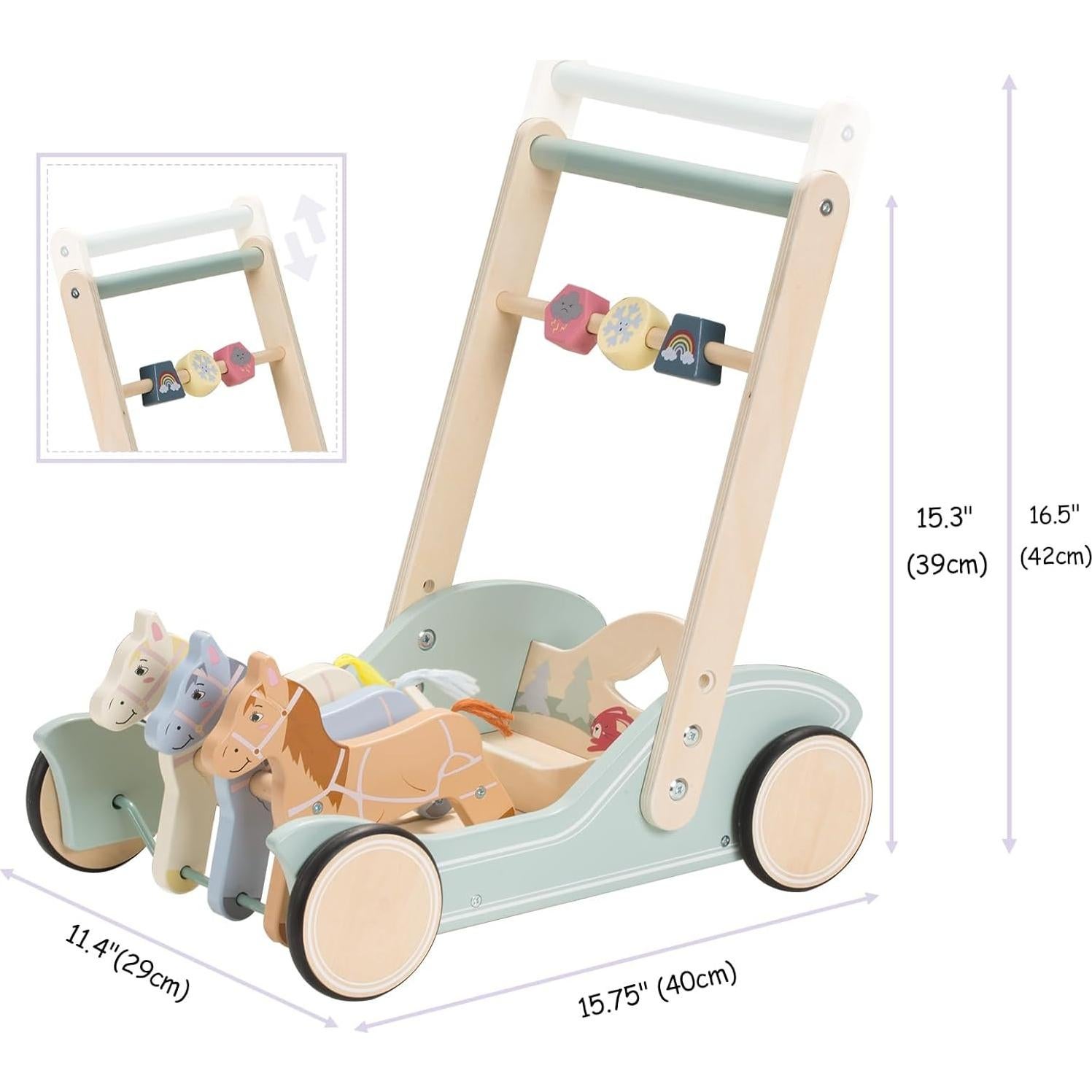 Andador de Madera Goli Toys Ponis Galopantes Ajustable 2.11kg