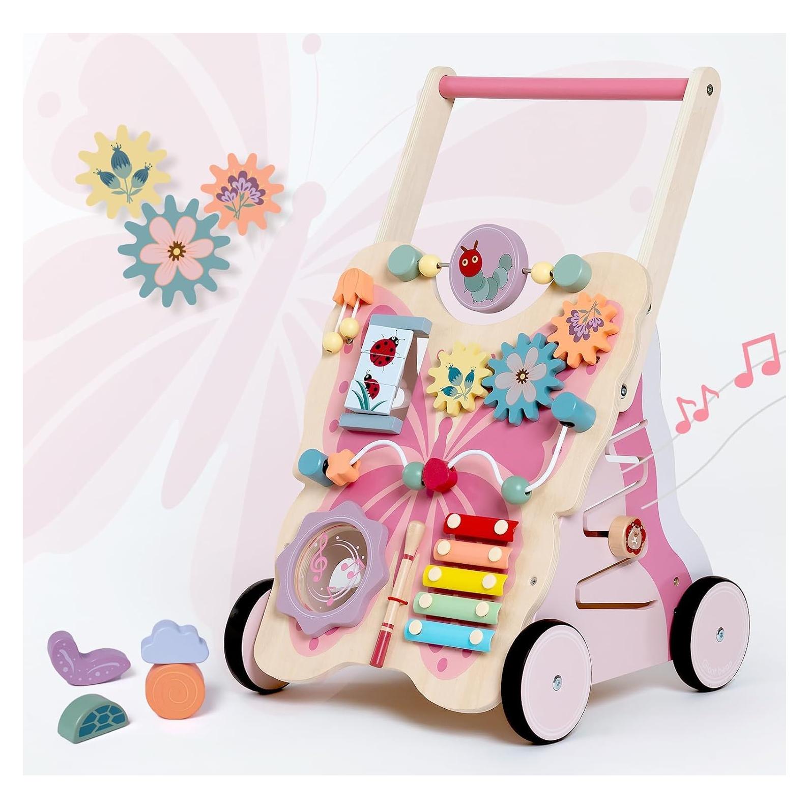 Andador de Madera Mariposa Rosa Montessori 1-3 años