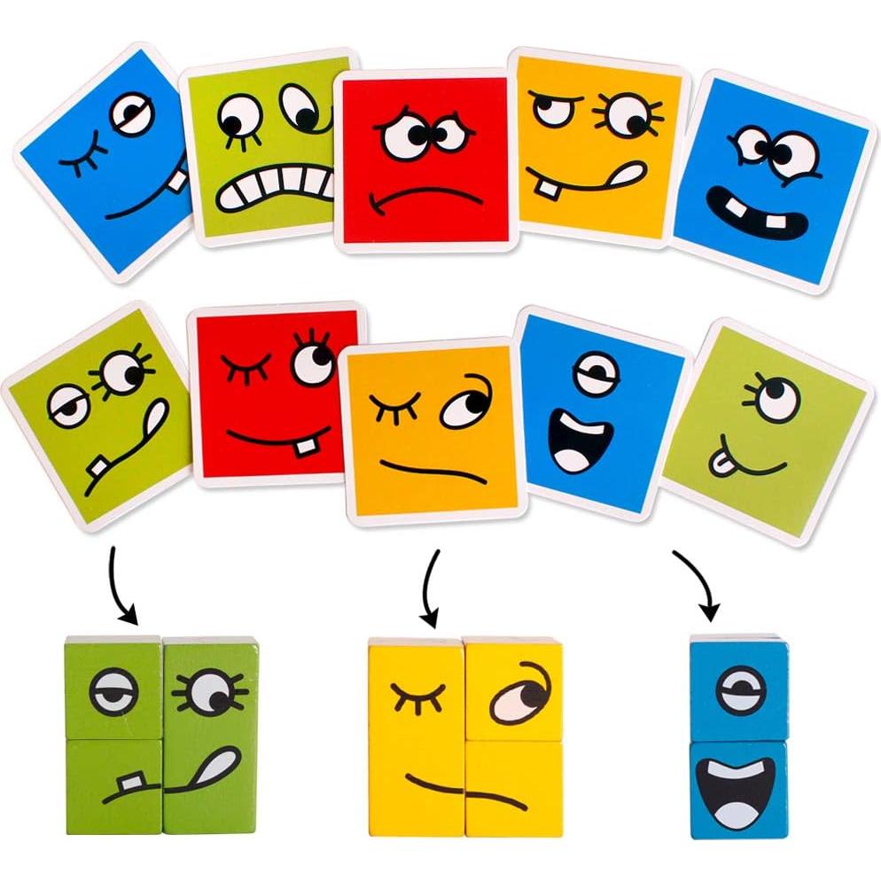 Rompecabezas de Bloques de Madera Emociones Montessori 20x6 cm