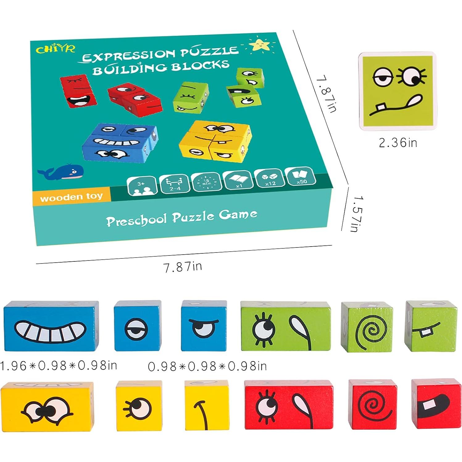 Rompecabezas de Bloques de Madera Emociones Montessori 20x6 cm