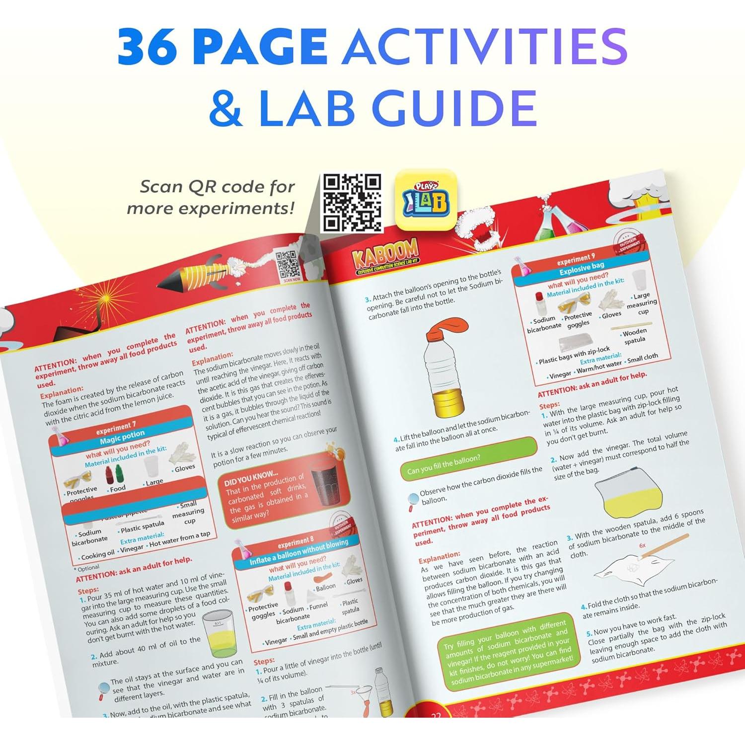 Kit de Química Playz KABOOM! 50+ Experimentos STEM 8-12 Años