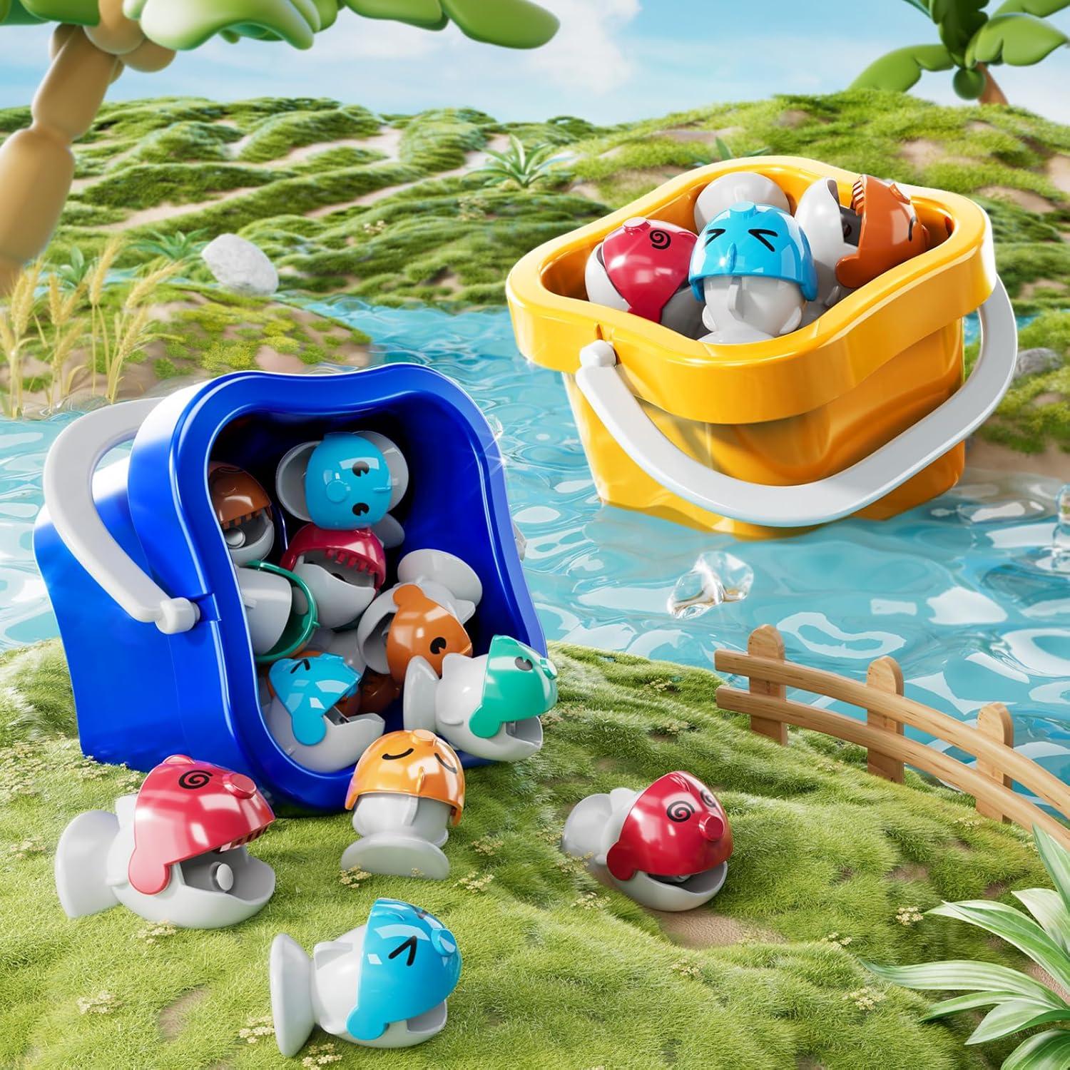 Juego de Pesca Magnética JUKUDAHU 48 Peces 8 Cañas Azul