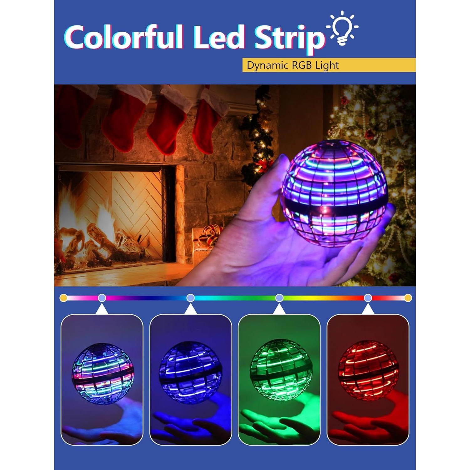 Galaxy Ball, Upgraded 2024 Hand-Controlled Flying Orb Toy for Kids - Fly Fidget Spinner, Cosmic Globe 360 Rotating Spinning Hover Ball Indoor Outdoor Mini (Purple)