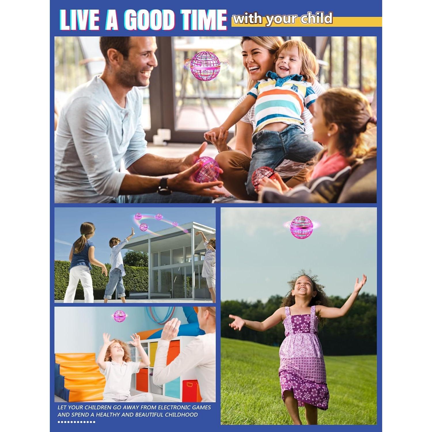 Galaxy Ball, Upgraded 2024 Hand-Controlled Flying Orb Toy for Kids - Fly Fidget Spinner, Cosmic Globe 360 Rotating Spinning Hover Ball Indoor Outdoor Mini (Purple)