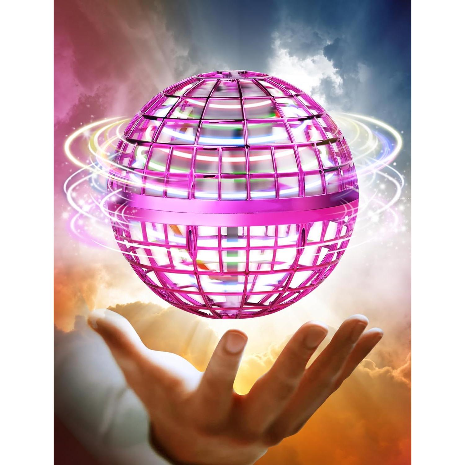 Galaxy Ball, Upgraded 2024 Hand-Controlled Flying Orb Toy for Kids - Fly Fidget Spinner, Cosmic Globe 360 Rotating Spinning Hover Ball Indoor Outdoor Mini (Purple)