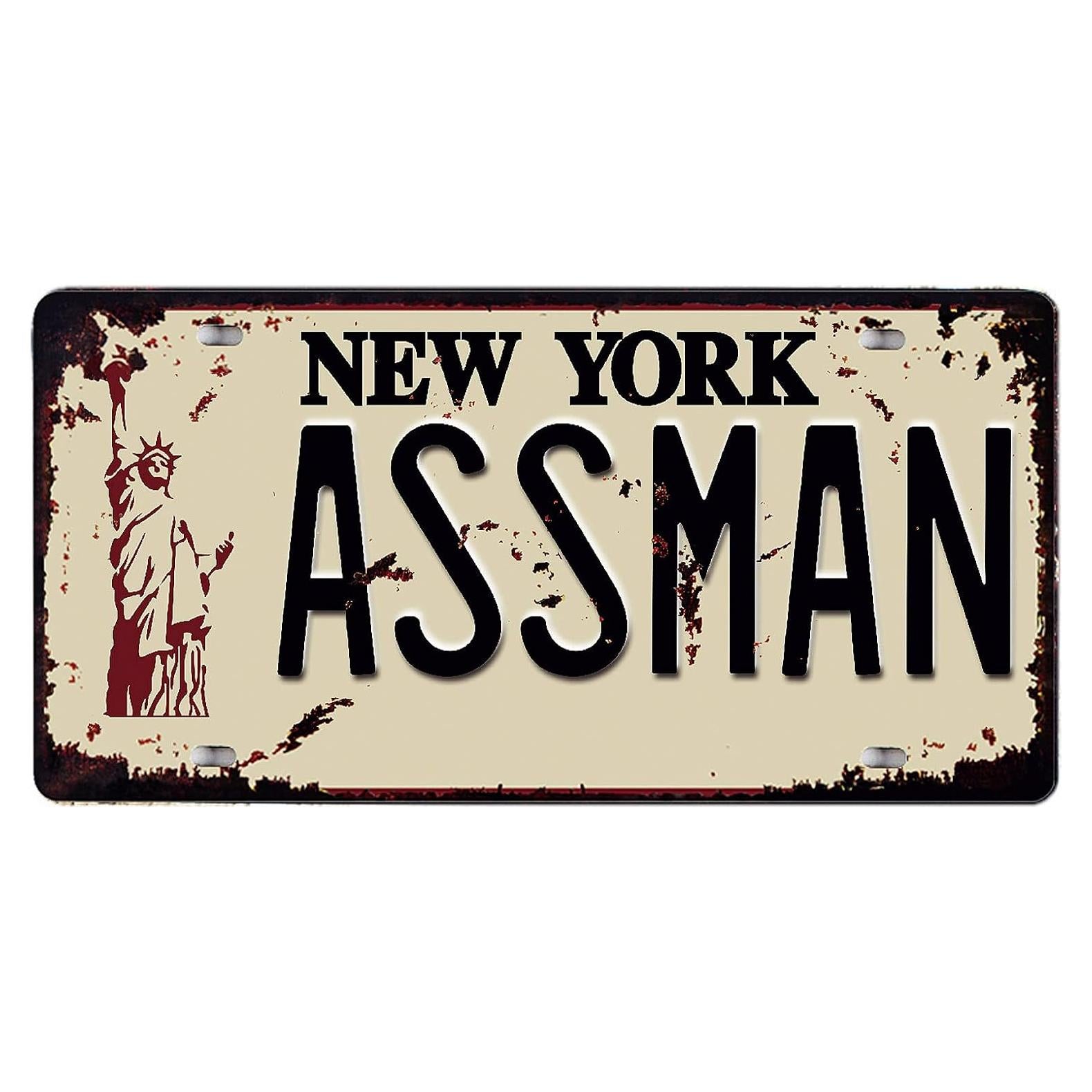 Placa de Metal Vintage Assman 30.5x15.2 cm para Decoración