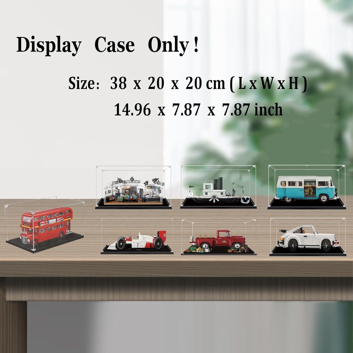Caja de Exhibición Acrílica BOOVAX para Lego 10295/10279 - 38x20x20 cm
