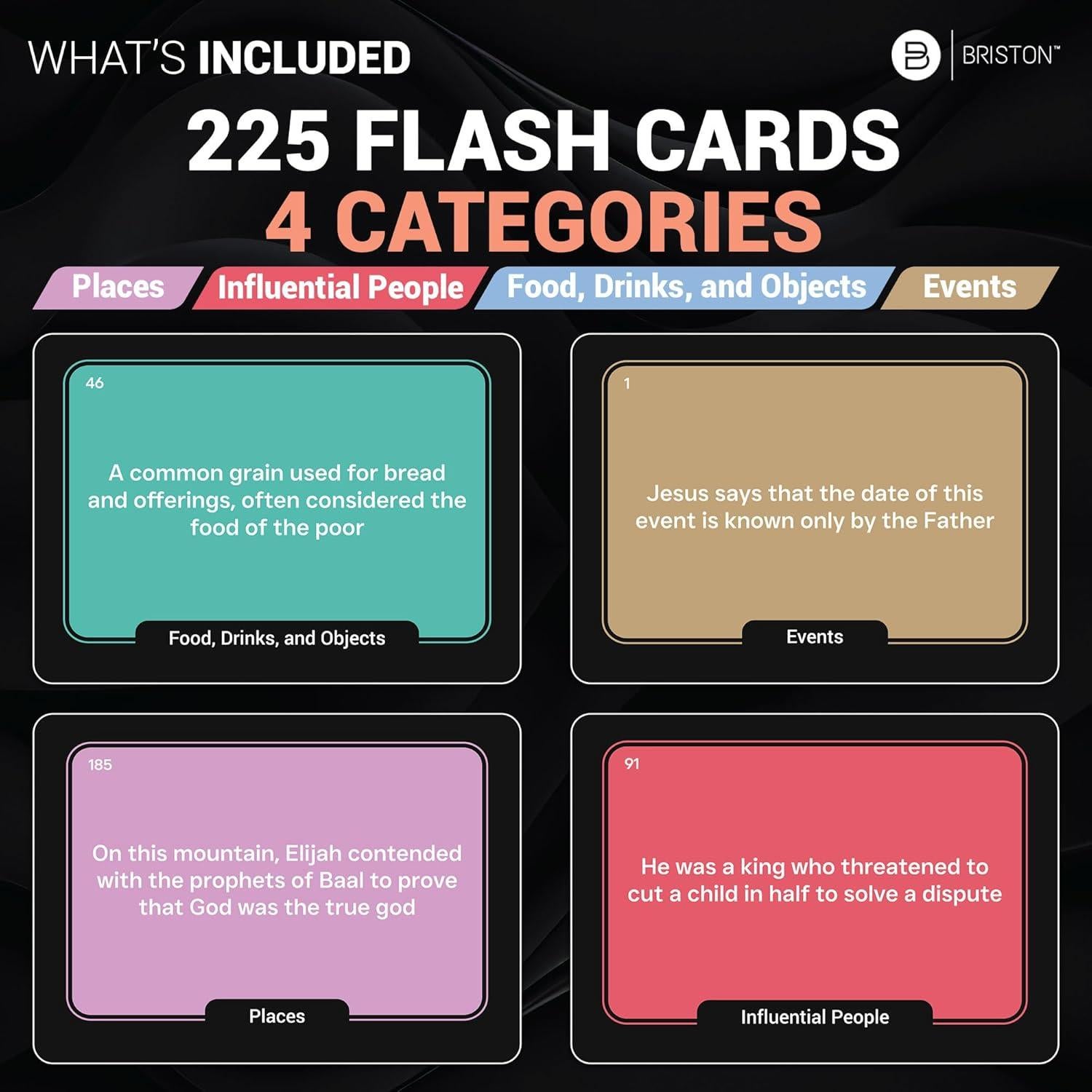 Juego de Cartas de Trivia Bíblica Briston Holy Trivia - 225 Cartas