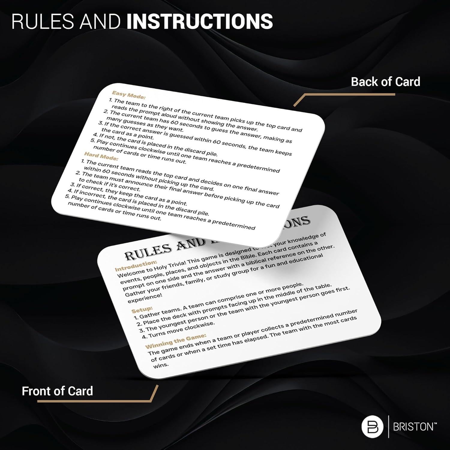 Juego de Cartas de Trivia Bíblica Briston Holy Trivia - 225 Cartas