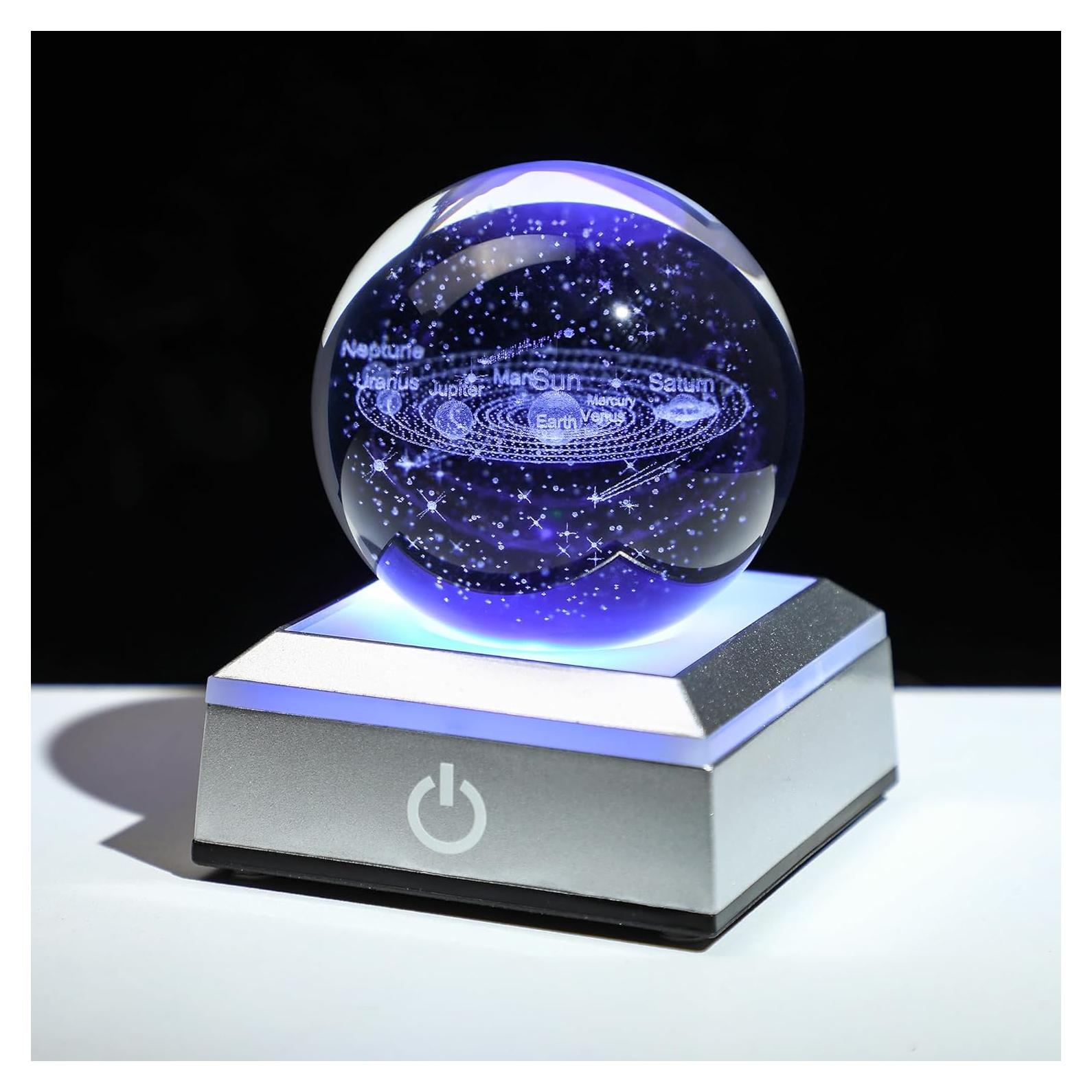 Bola de Cristal 3D YU FENG Sistema Solar con Luz LED 5,98 cm