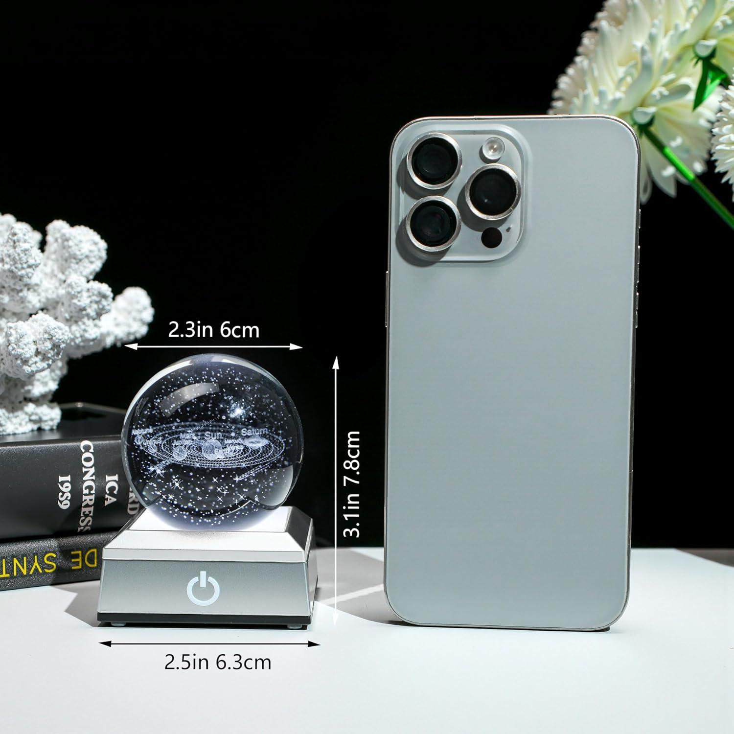 Bola de Cristal 3D YU FENG Sistema Solar con Luz LED 5,98 cm