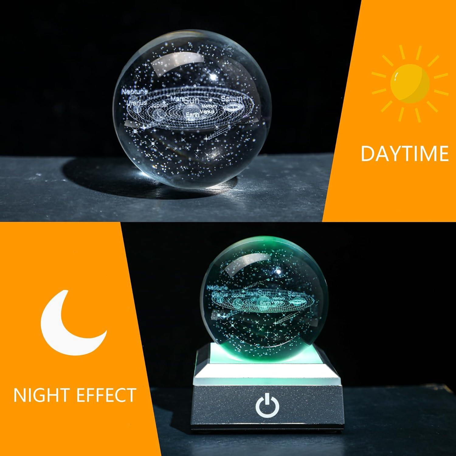 Bola de Cristal 3D YU FENG Sistema Solar con Luz LED 5,98 cm