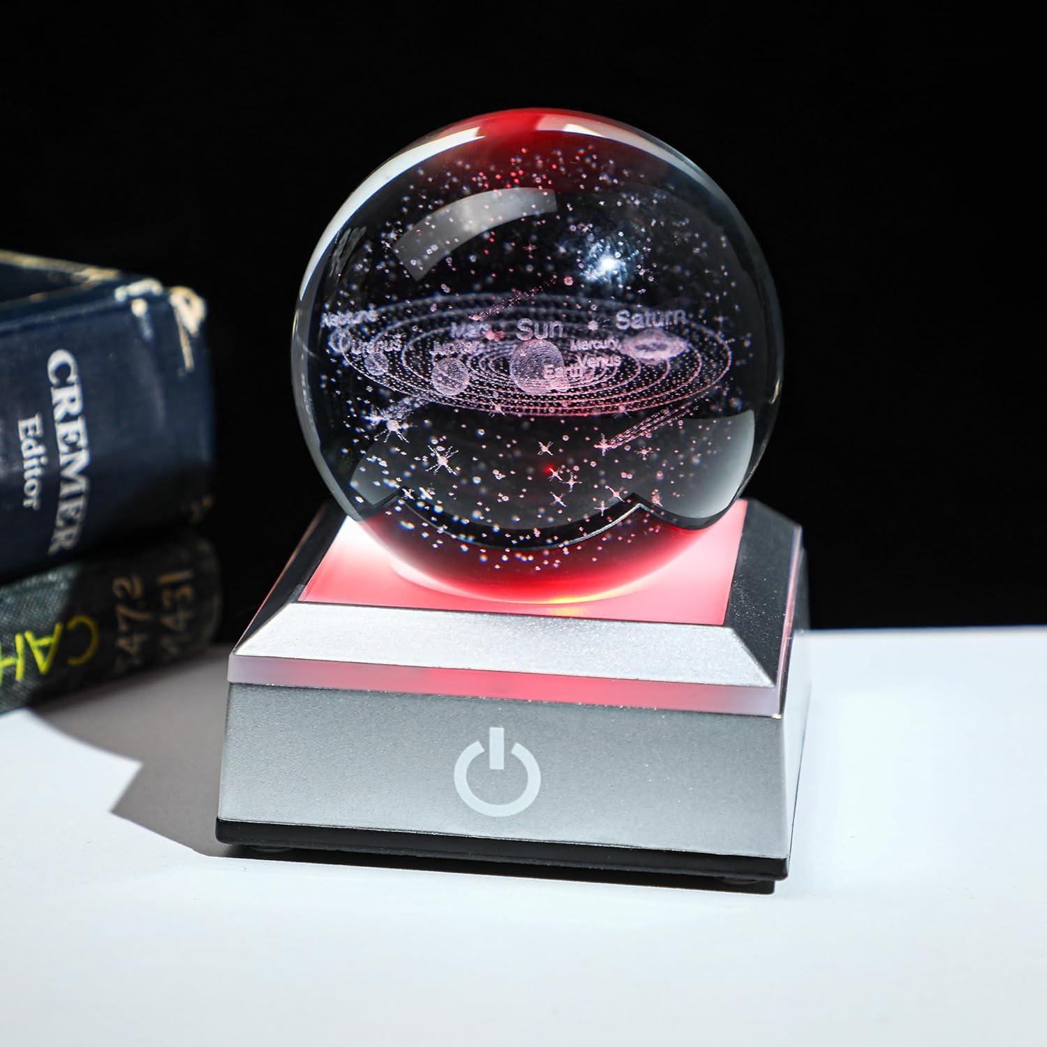 Bola de Cristal 3D YU FENG Sistema Solar con Luz LED 5,98 cm