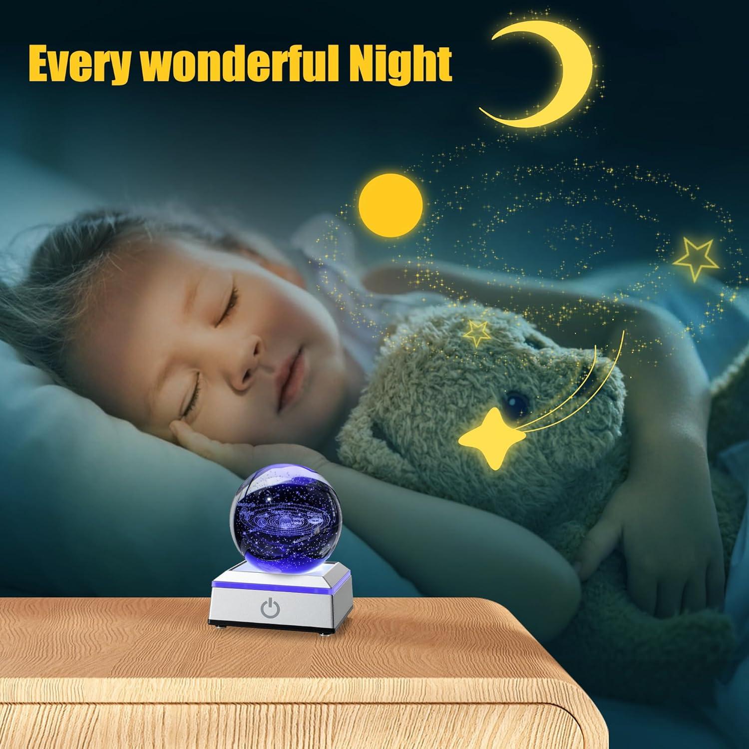 Bola de Cristal 3D YU FENG Sistema Solar con Luz LED 5,98 cm