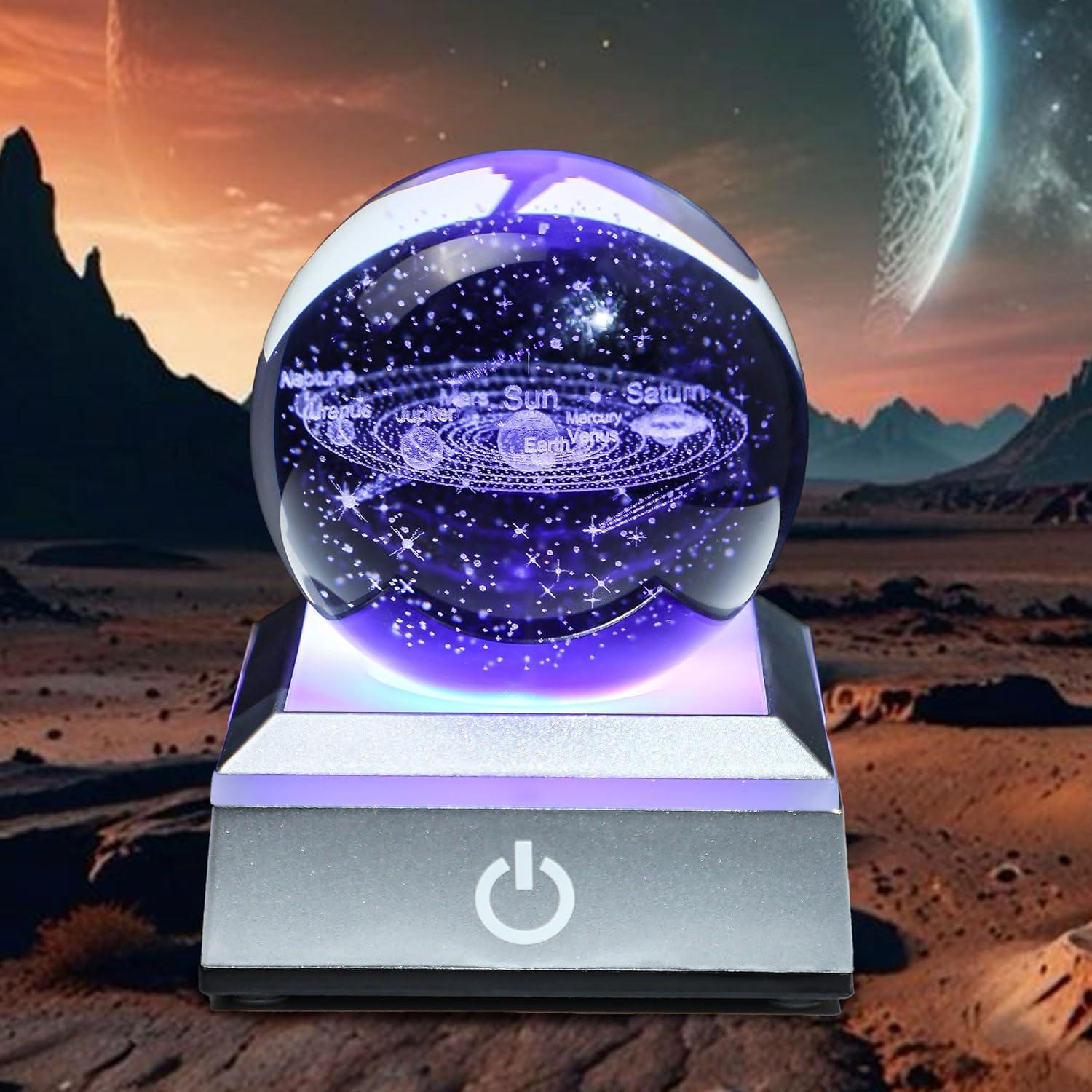 Bola de Cristal 3D YU FENG Sistema Solar con Luz LED 5,98 cm