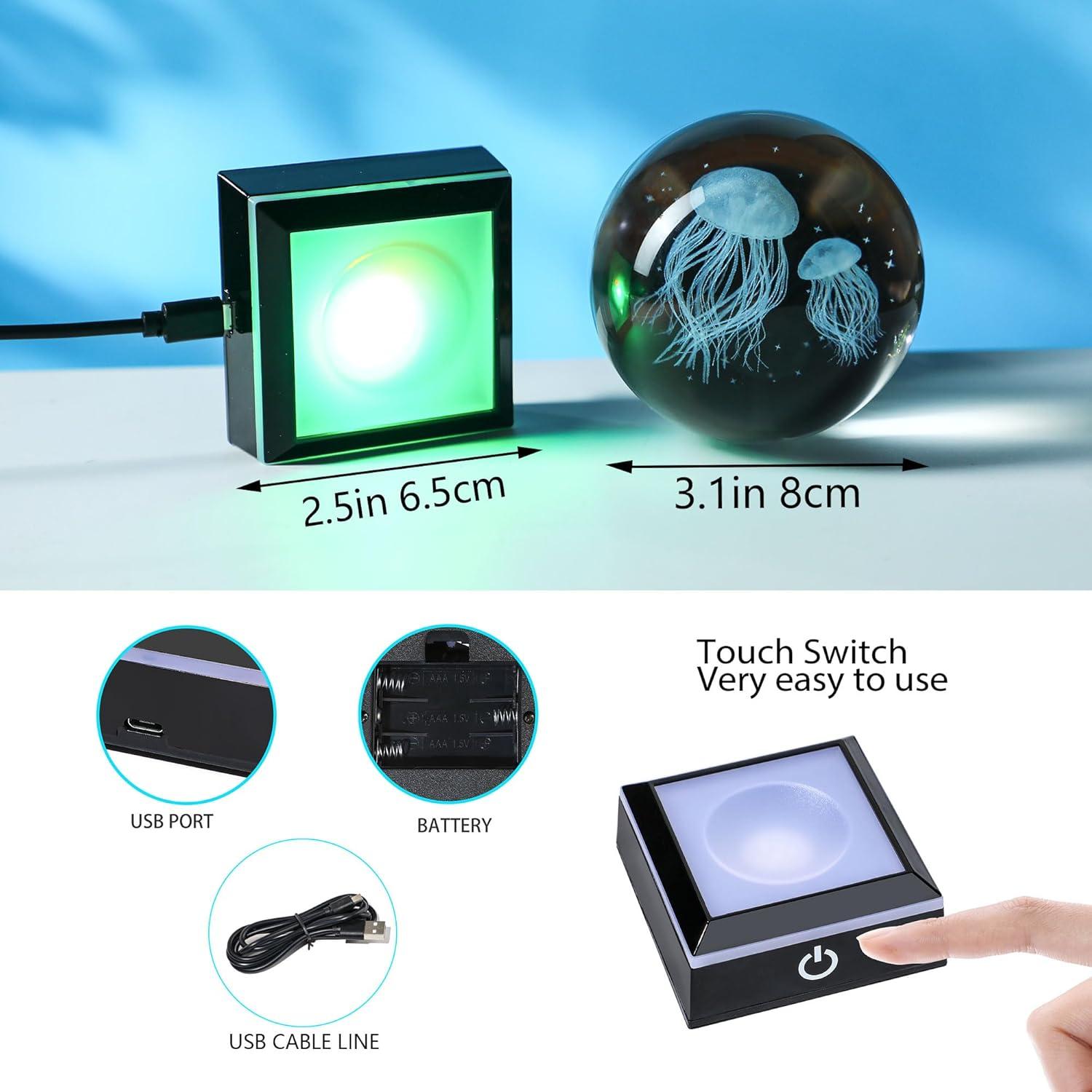 Bola de Cristal Medusa 3D YU FENG con Base Luminosa 8 cm