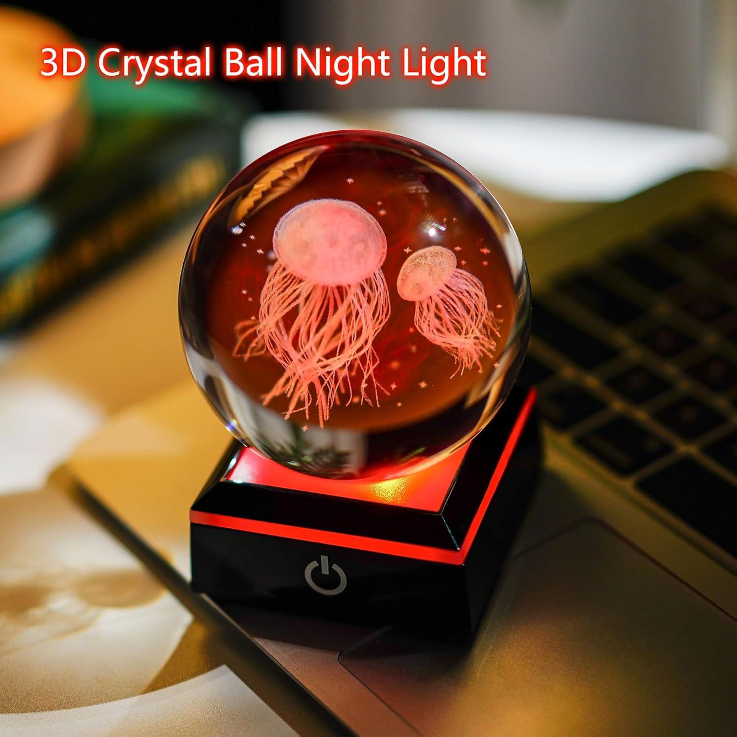 Bola de Cristal Medusa 3D YU FENG con Base Luminosa 8 cm