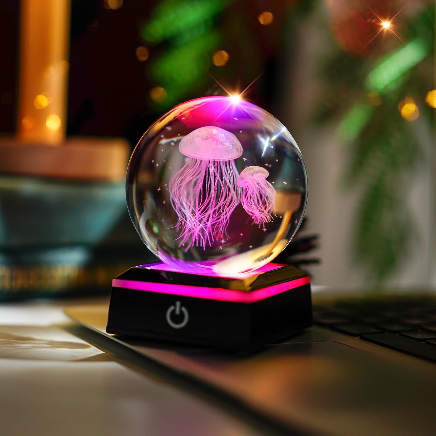 Bola de Cristal Medusa 3D YU FENG con Base Luminosa 8 cm