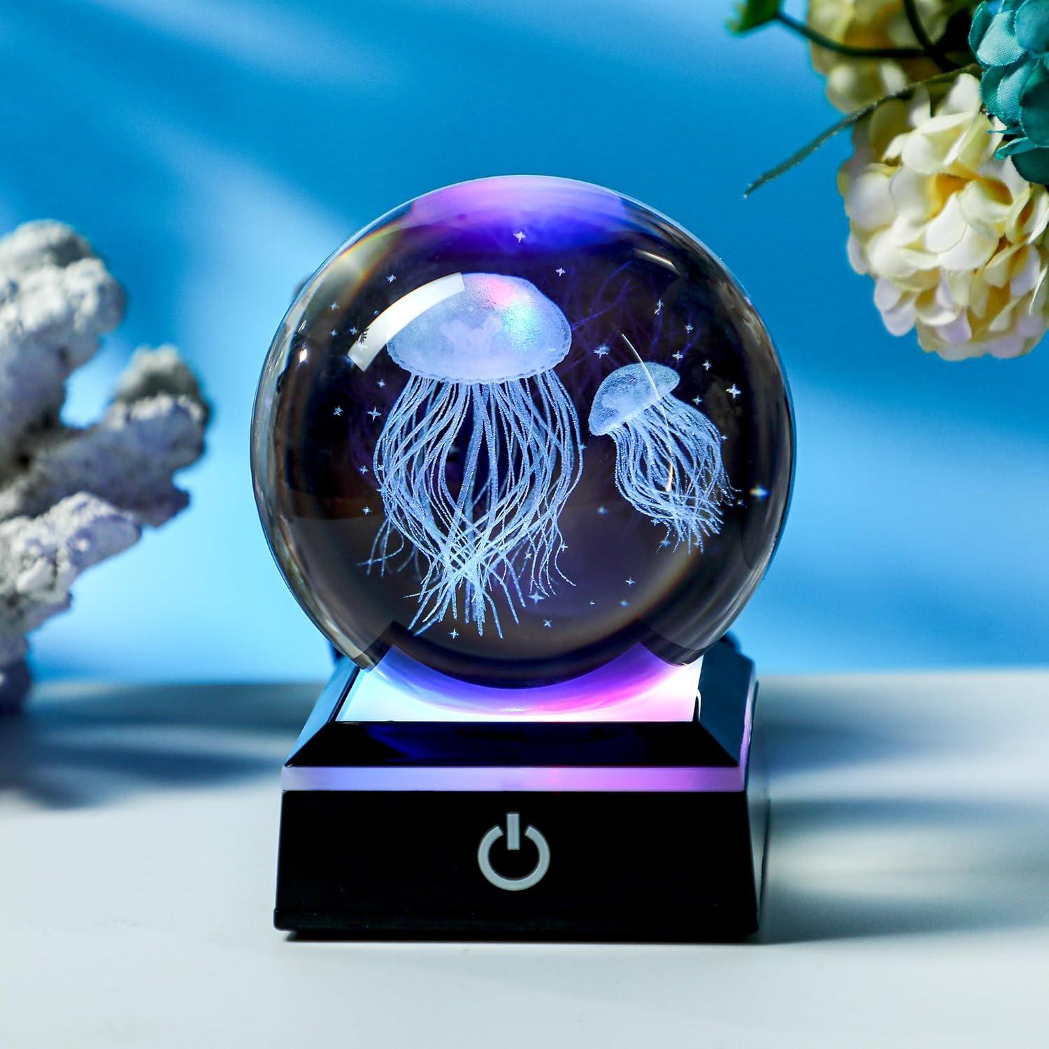Bola de Cristal Medusa 3D YU FENG con Base Luminosa 8 cm