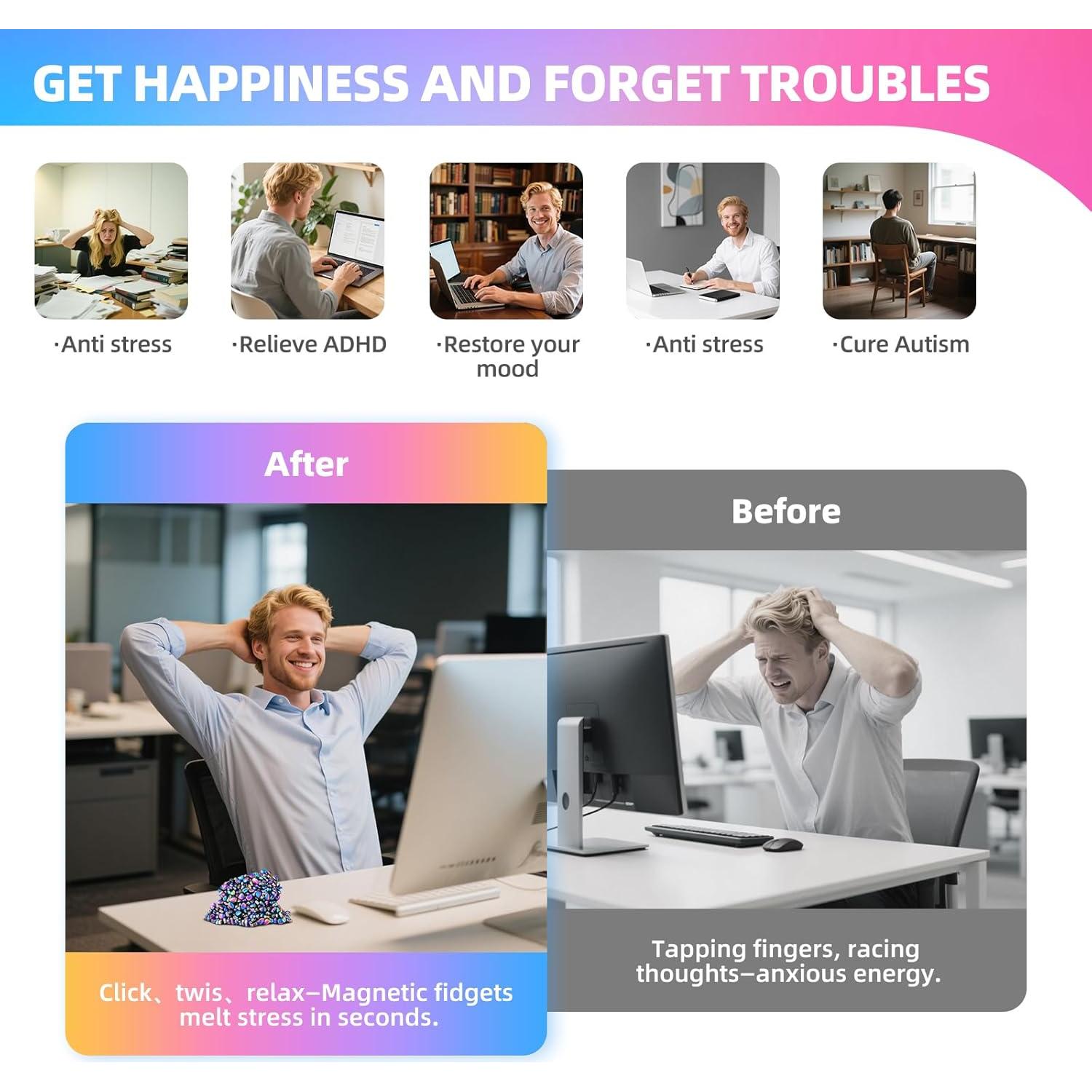 Bolas Magnéticas Antiestrés Aukit 1000 Piezas Coloridas