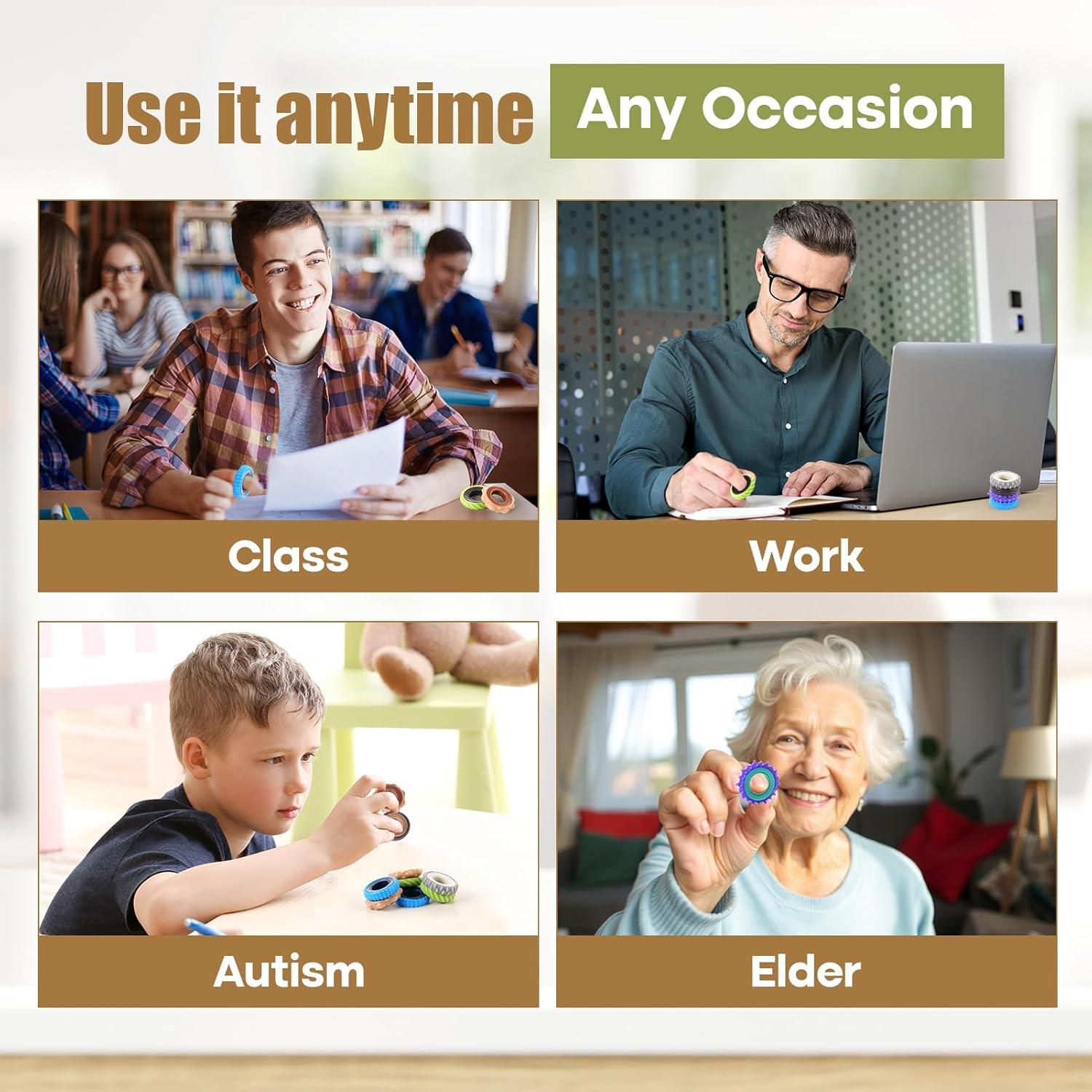 Anillos Antiestrés KLT - Paquete de 12 Anillos Texturizados