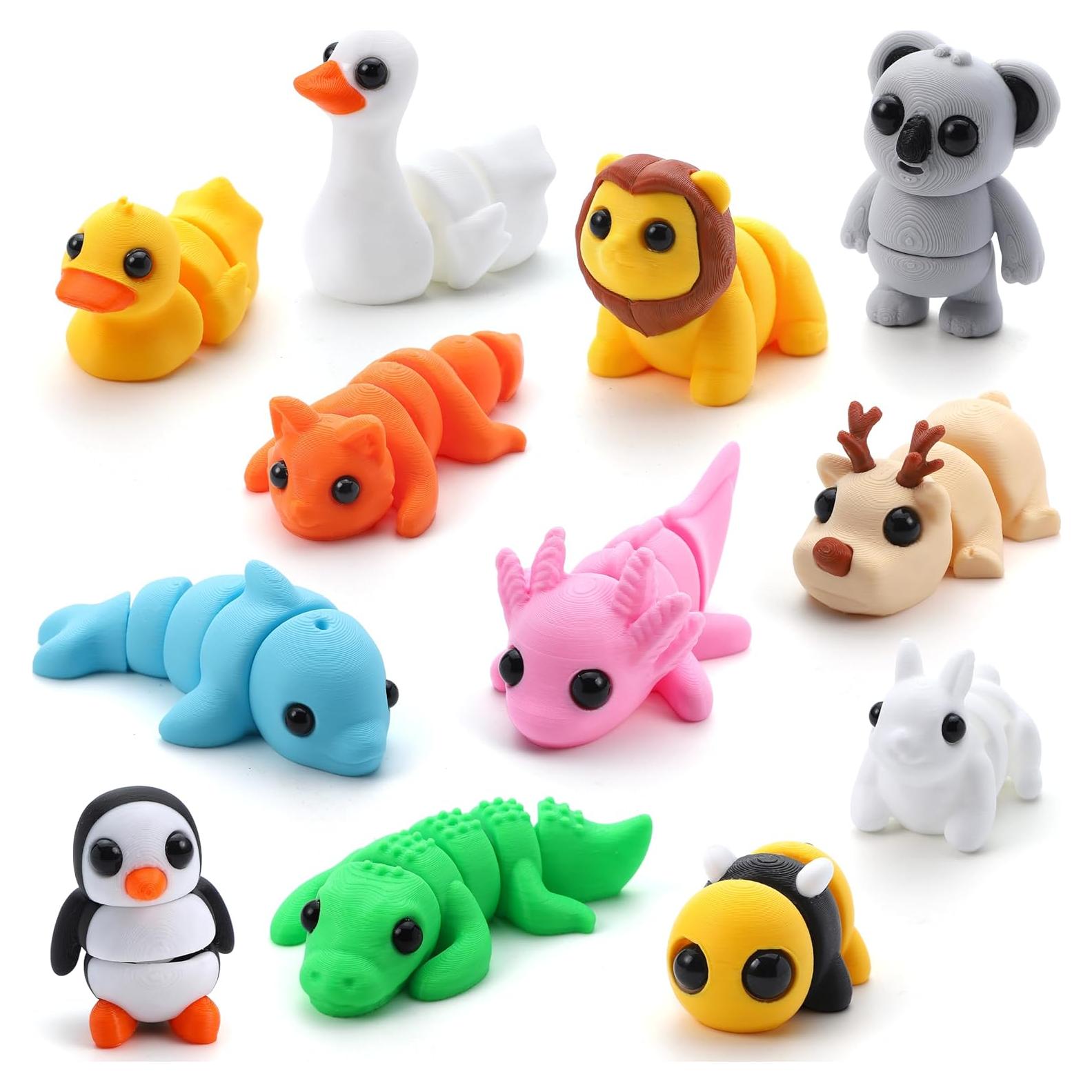 Set de 12 Animales Impresos en 3D Joyin - Juguetes Flexibles