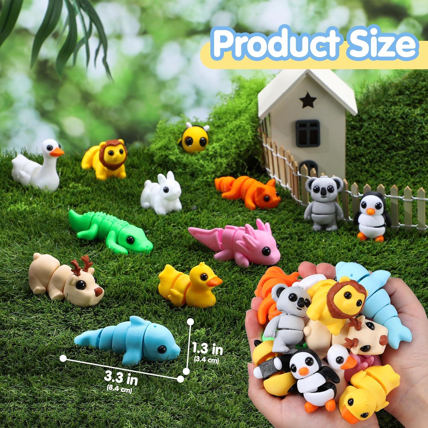 Set de 12 Animales Impresos en 3D Joyin - Juguetes Flexibles