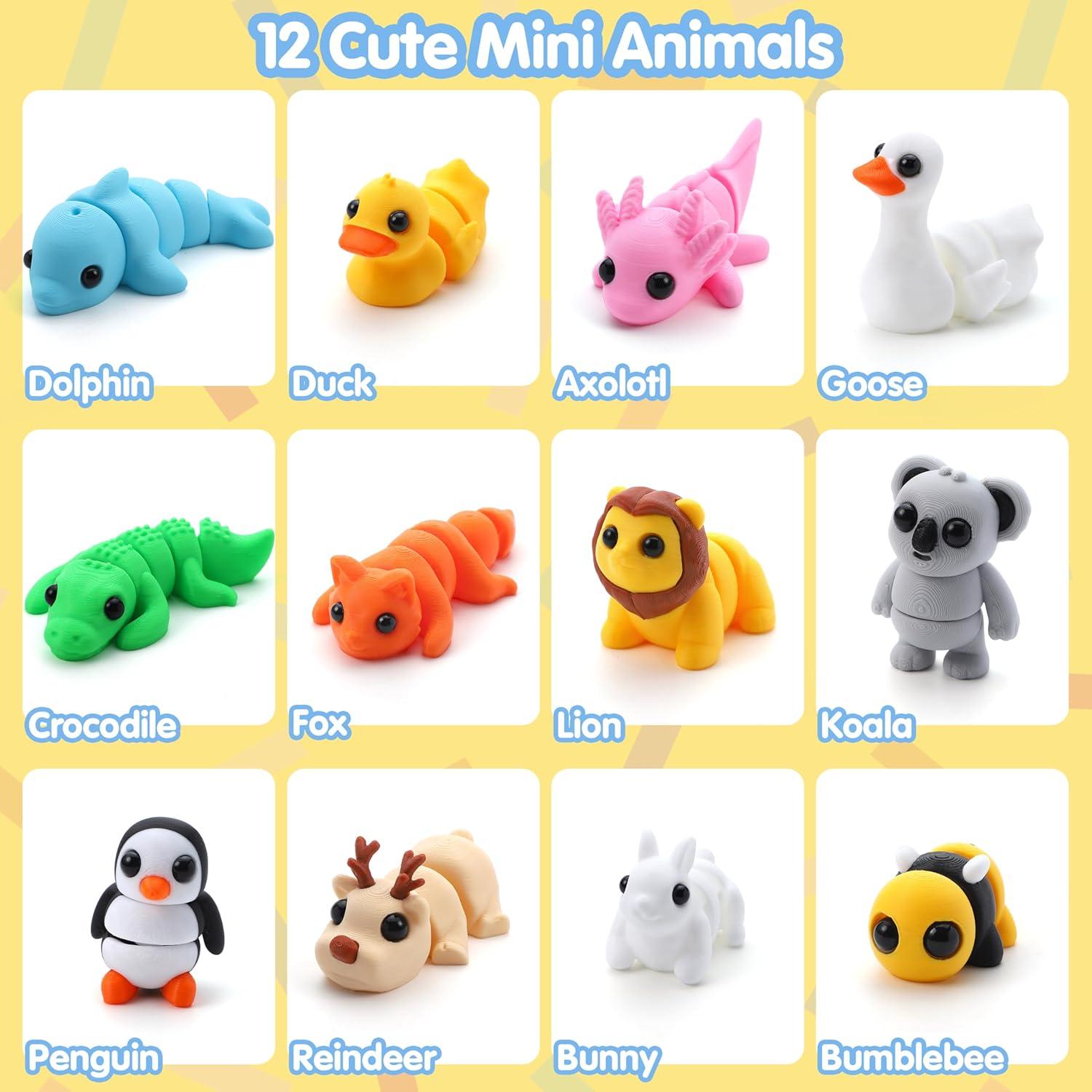 Set de 12 Animales Impresos en 3D Joyin - Juguetes Flexibles